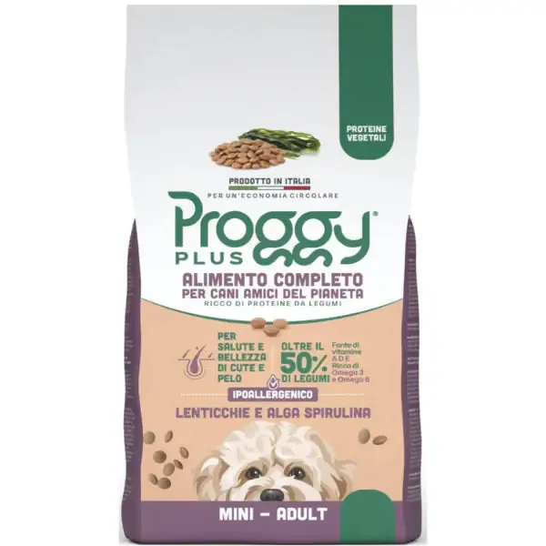 Proggy Plus Ipoallergenico Dog Adult Mini Vegetal a base di Lenticchie 6 kg - Croccantini per cani - immagine 1