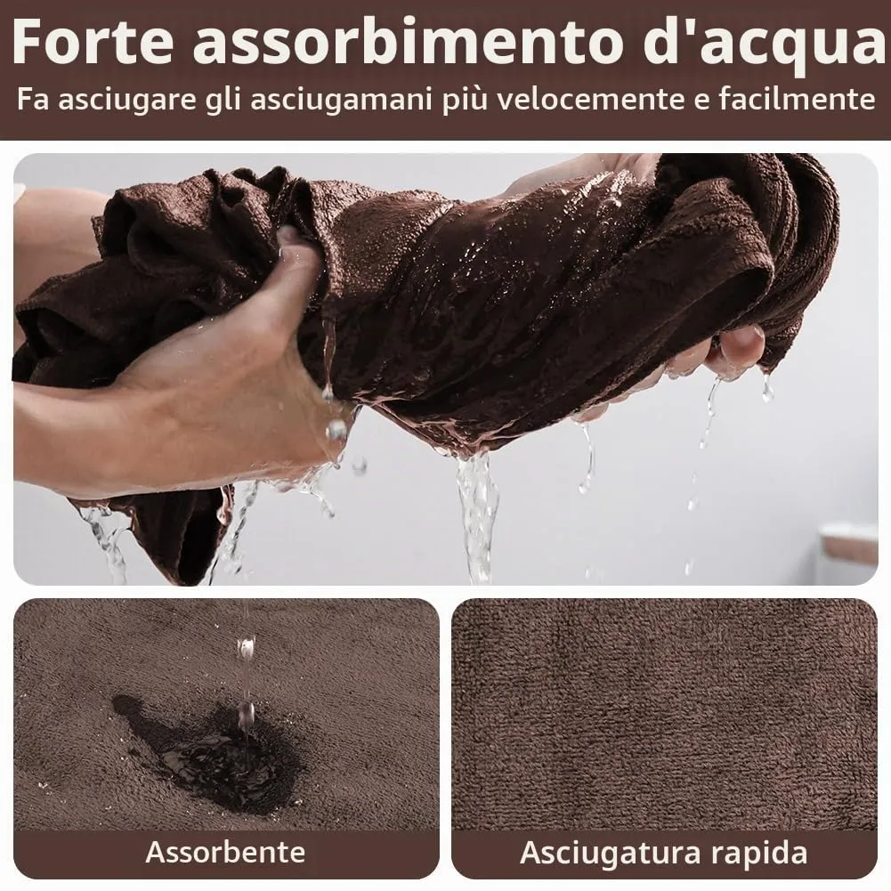 Adiwo 2 Pezzi Asciugamani per Cani, 100x50cm Asciugamano Microfibra, Asciugamani Pet Morbidi e ad Asciugatura Rapida, Super Assorbente, Coperta Animali per Cani di Piccola e Grande Taglia, Marrone - immagine 5