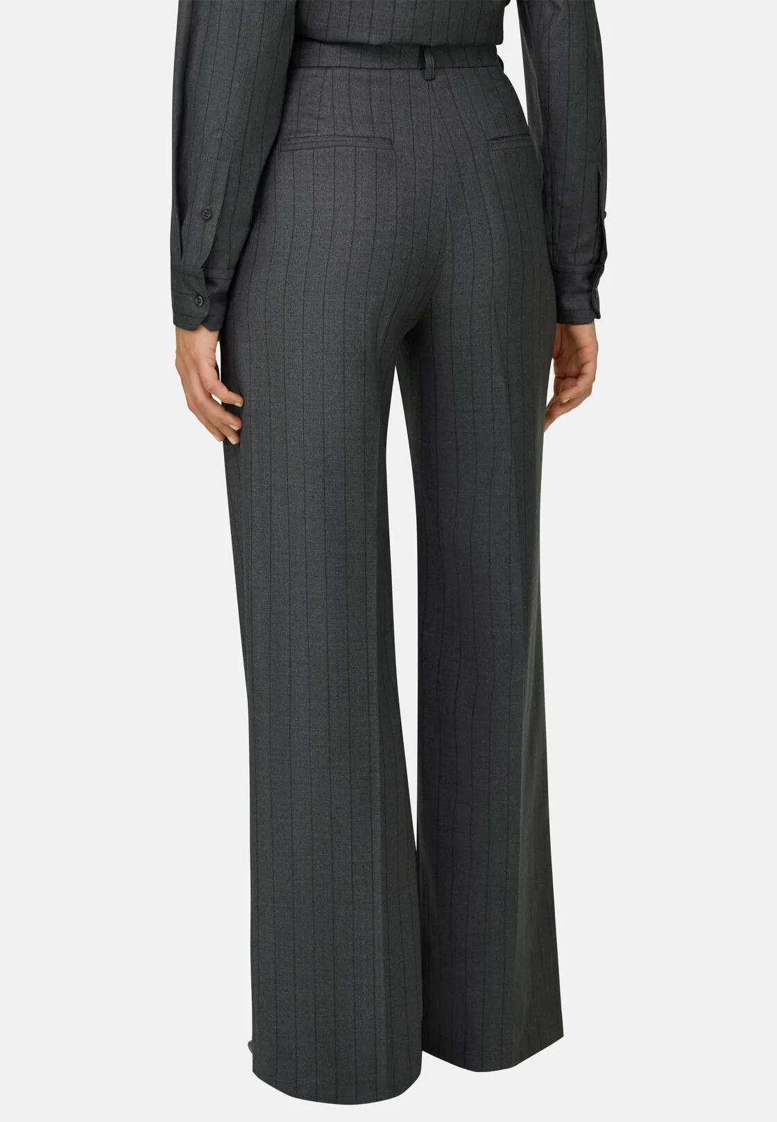 Boggi, Pantalone In Lana Gessato Una Pince, Donna, Grigio, Taglia: M - immagine 4