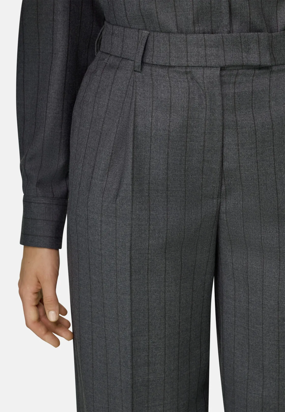 Boggi, Pantalone In Lana Gessato Una Pince, Donna, Grigio, Taglia: S - immagine 3
