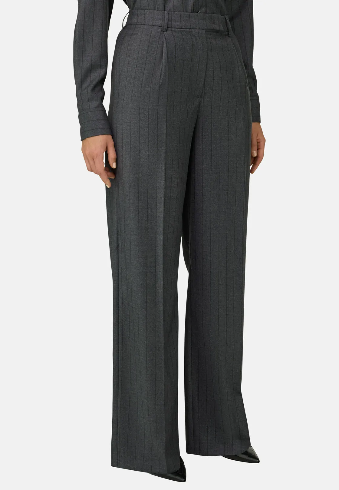 Boggi, Pantalone In Lana Gessato Una Pince, Donna, Grigio, Taglia: XS - immagine 1