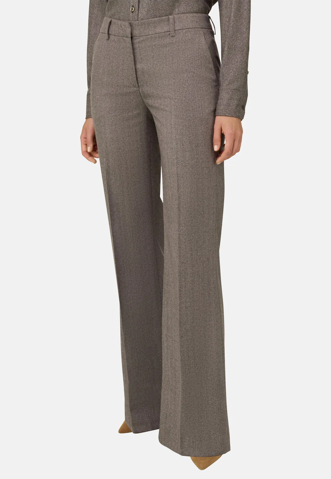Boggi, Pantalone Lana Wide Leg, Donna, Taupe, Taglia: S - immagine 1