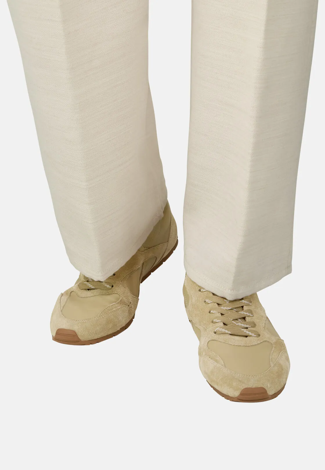 Boggi, Sneakers Running Pelle Scamosciata E Nappa, Donna, Beige, Taglia: 39-5 - immagine 2