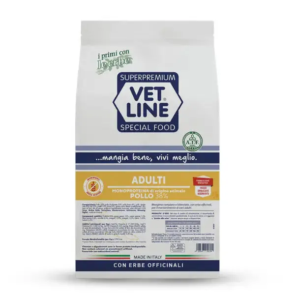 Vet Line Secco Monoproteico Cane Adult Pollo 3 kg (scadenza: 27/02/2027) - Crocchette monoproteiche cane - immagine 1