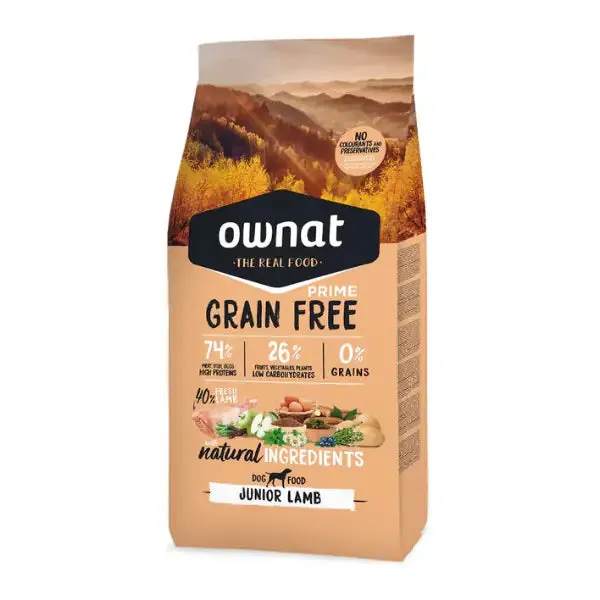 Ownat Prime Grain Free All Breeds Junior/Puppy con agnello fresco 3 kg - Croccantini per cani - immagine 1