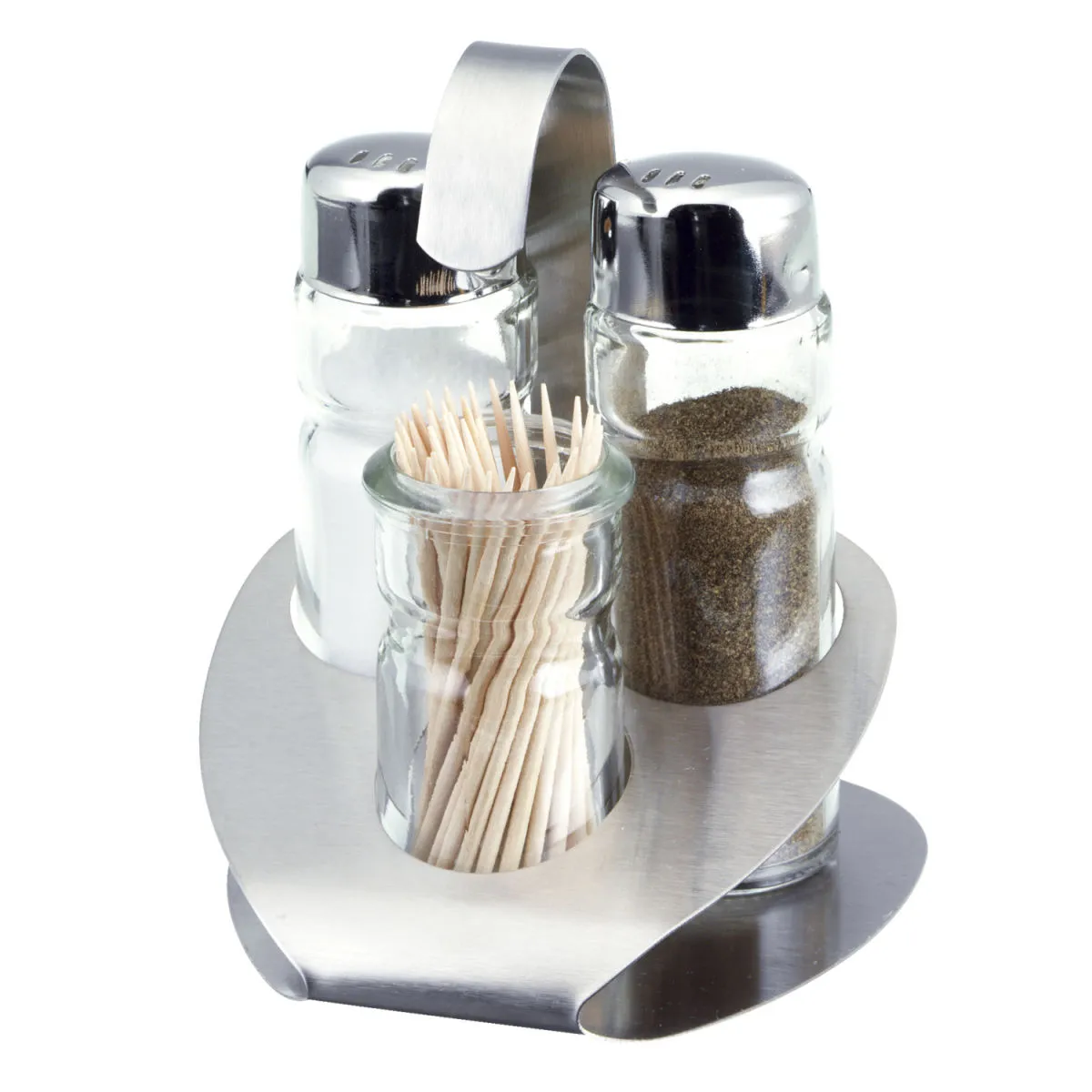 6x PULSIVA Menage sale pepe e stuzzicadenti Buffo; 50 ml, 10x10.5x8.3 cm (LxHxP); argento/trasparente; 6 set / Pacco - immagine 1