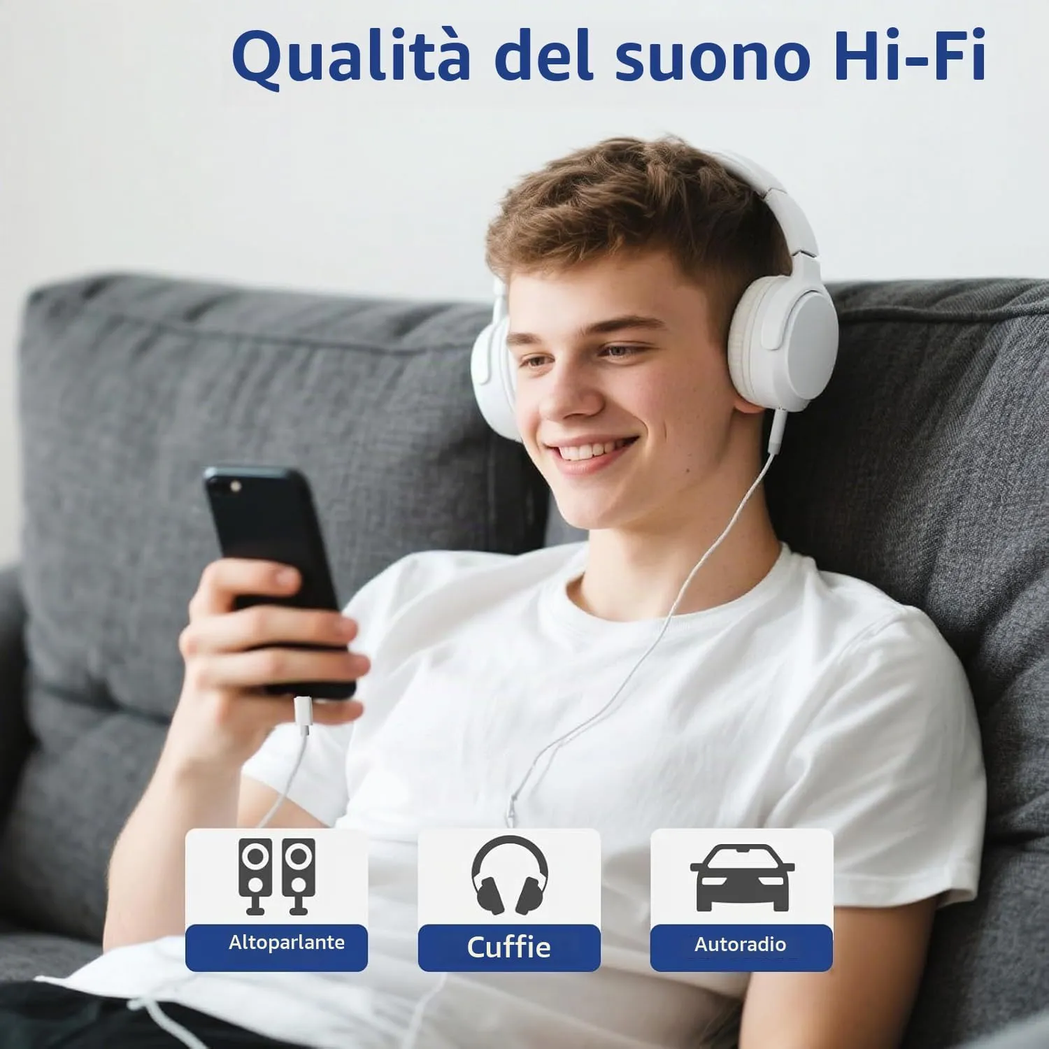 Bamkey Cavo Aux USB C, Adattatore USB C a Jack 3,5mm Cavo Audio Tipo C Flessibile per iPhone 17 16 15 Pro Max, Samsung S26 S25 S24 Ultra, Pixel, iPad, Stereo Auto, Cavo Aux [1.2M, Bianco] - immagine 8