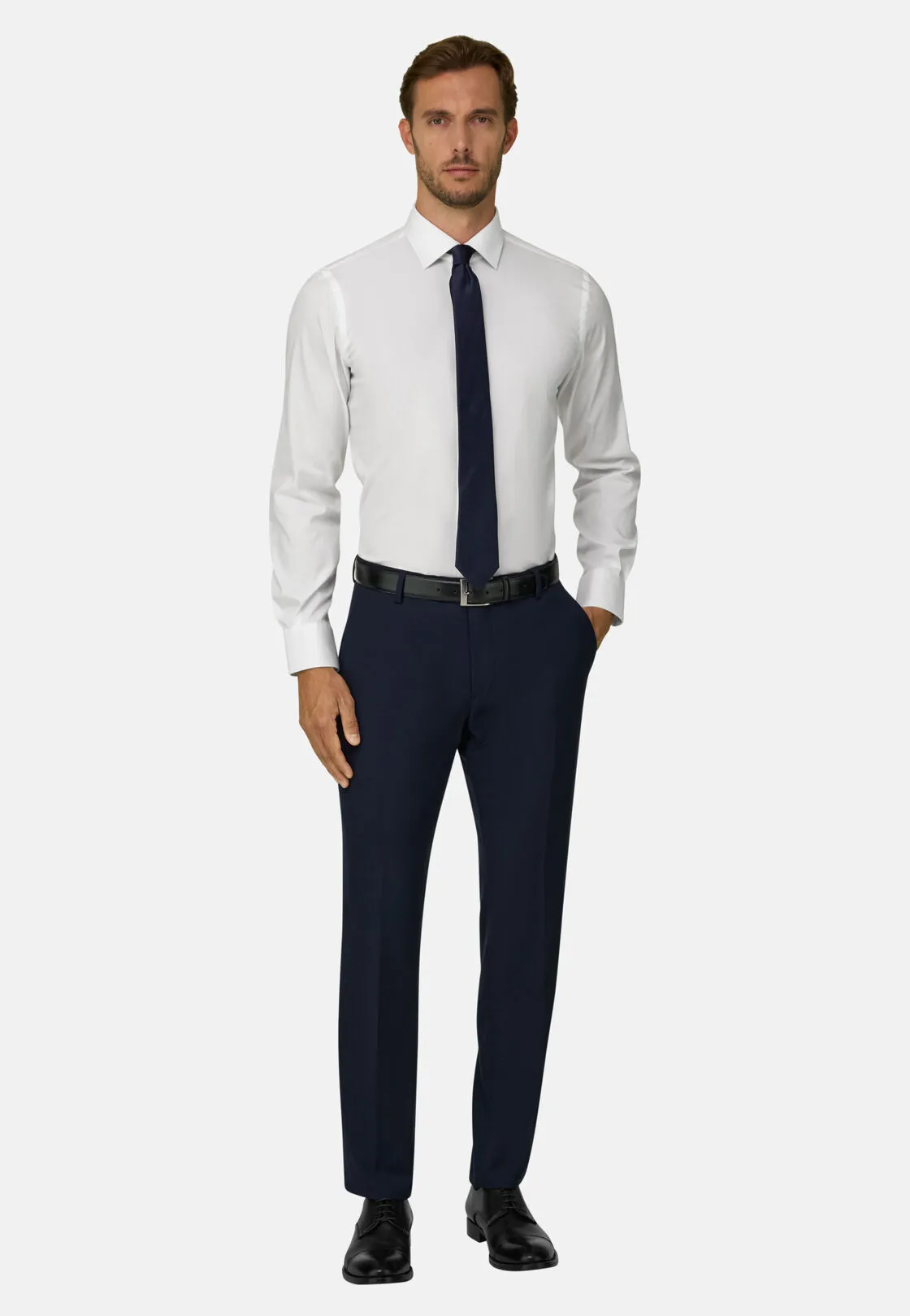 Boggi, Camicia In Pin Point Di Cotone Slim Fit, Uomo, Bianco, Taglia: 41 - immagine 2