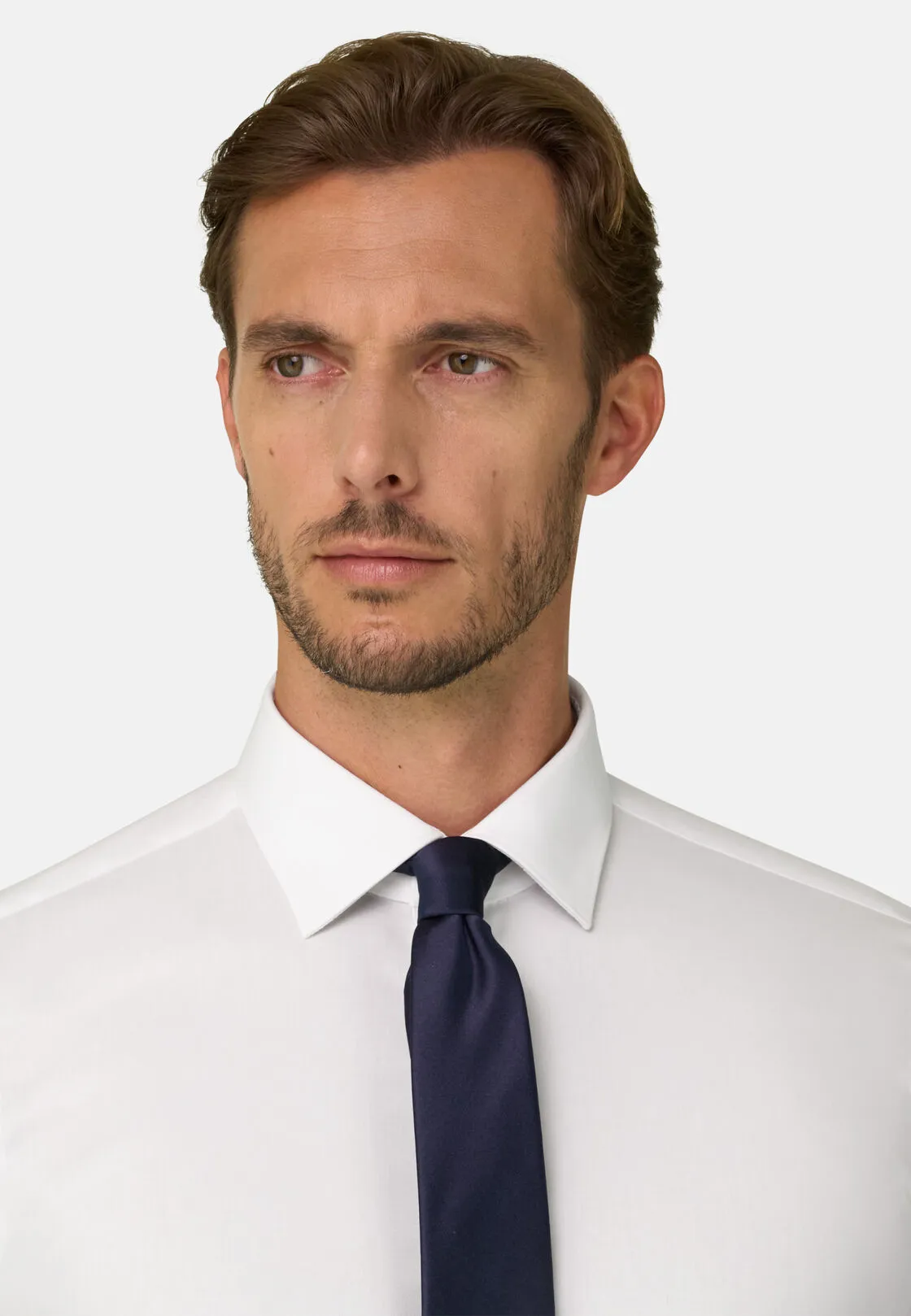 Boggi, Camicia In Pin Point Di Cotone Slim Fit, Uomo, Bianco, Taglia: 43 - immagine 3