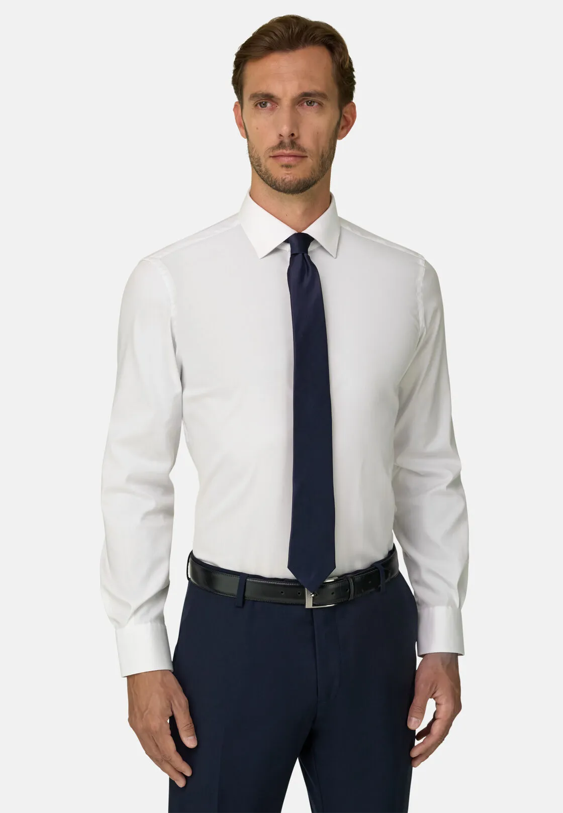 Boggi, Camicia In Pin Point Di Cotone Slim Fit, Uomo, Bianco, Taglia: 44 - immagine 1