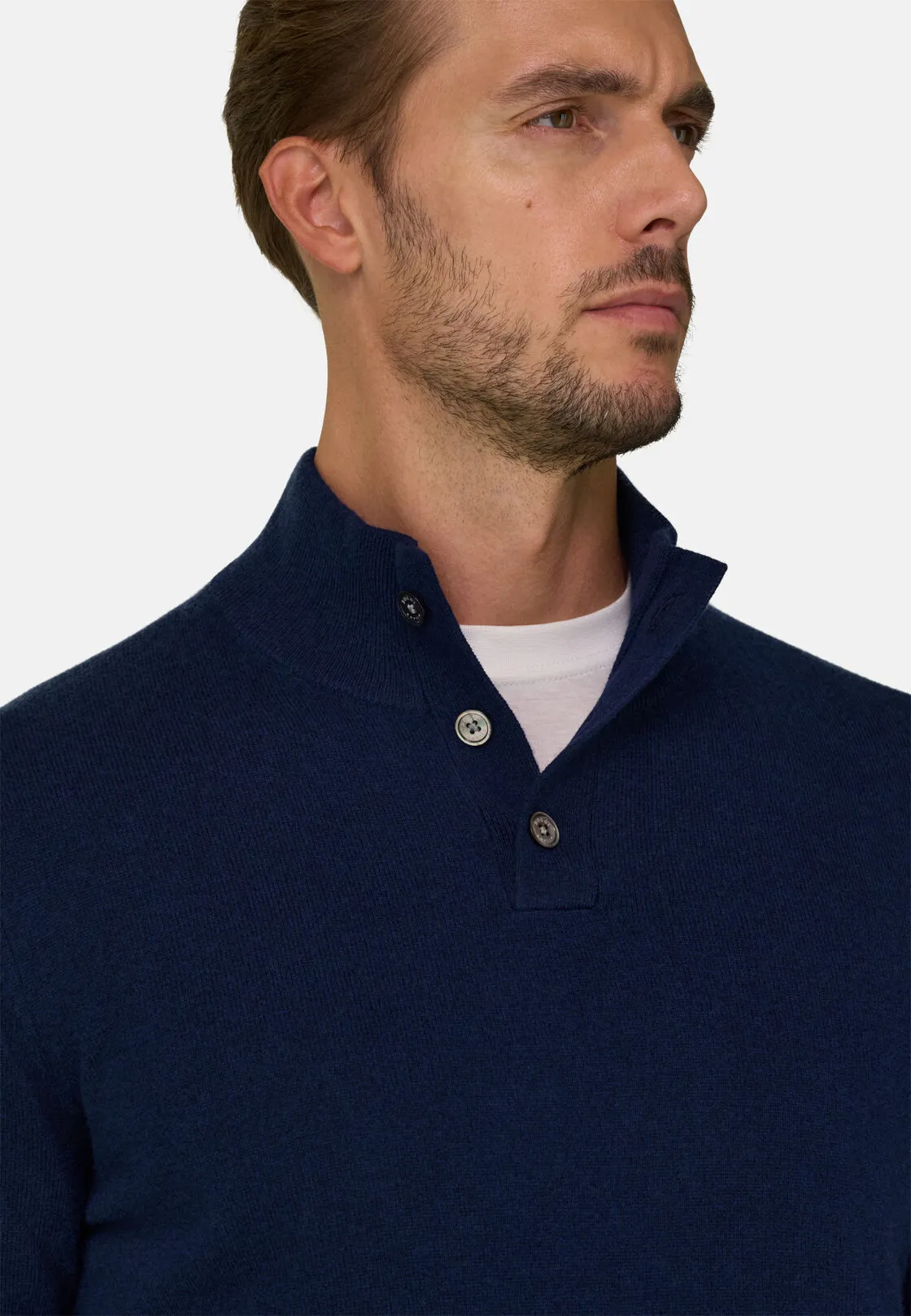 Boggi, Maglia Lupetto Bottoni In Lana Cashmere, Uomo, Navy, Taglia: L - immagine 3