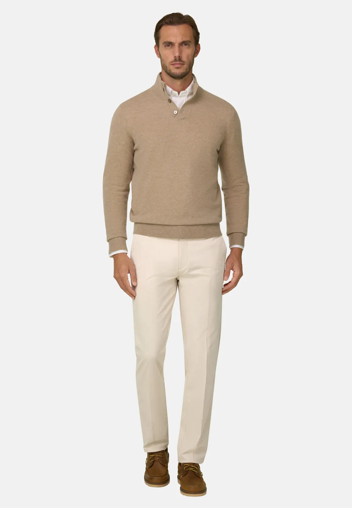 Boggi, Maglia Lupetto Bottoni In Lana Cashmere, Uomo, Beige, Taglia: M - immagine 2