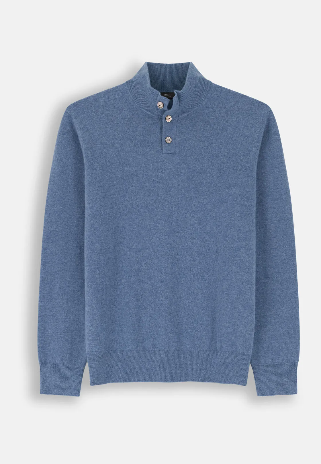 Boggi, Maglia Lupetto Bottoni In Lana Cashmere, Uomo, Indaco, Taglia: S - immagine 5