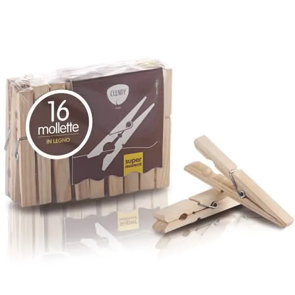 Pinze per Bucato in Legno Clendy - Set da 16 Pezzi - immagine 1