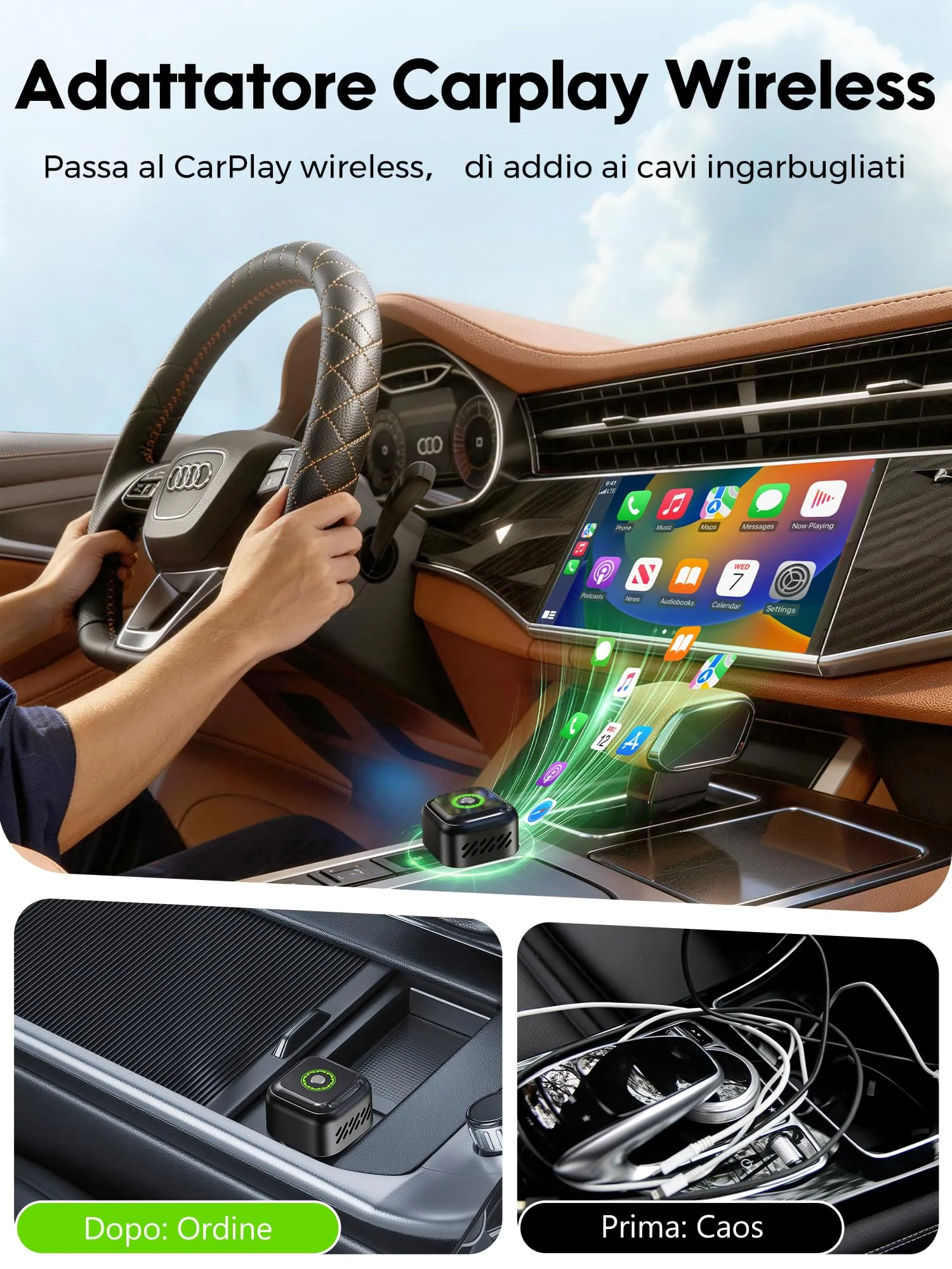 Adattatore CarPlay Wireless Android Auto: Adattatore Wireless 2-in-1 per CarPlay & Android Auto – Upgrade 2026 Adattatore USB/Type-C senza Fili Veloce Stabile Compatibile iOS 10+ Android 11+ - immagine 3
