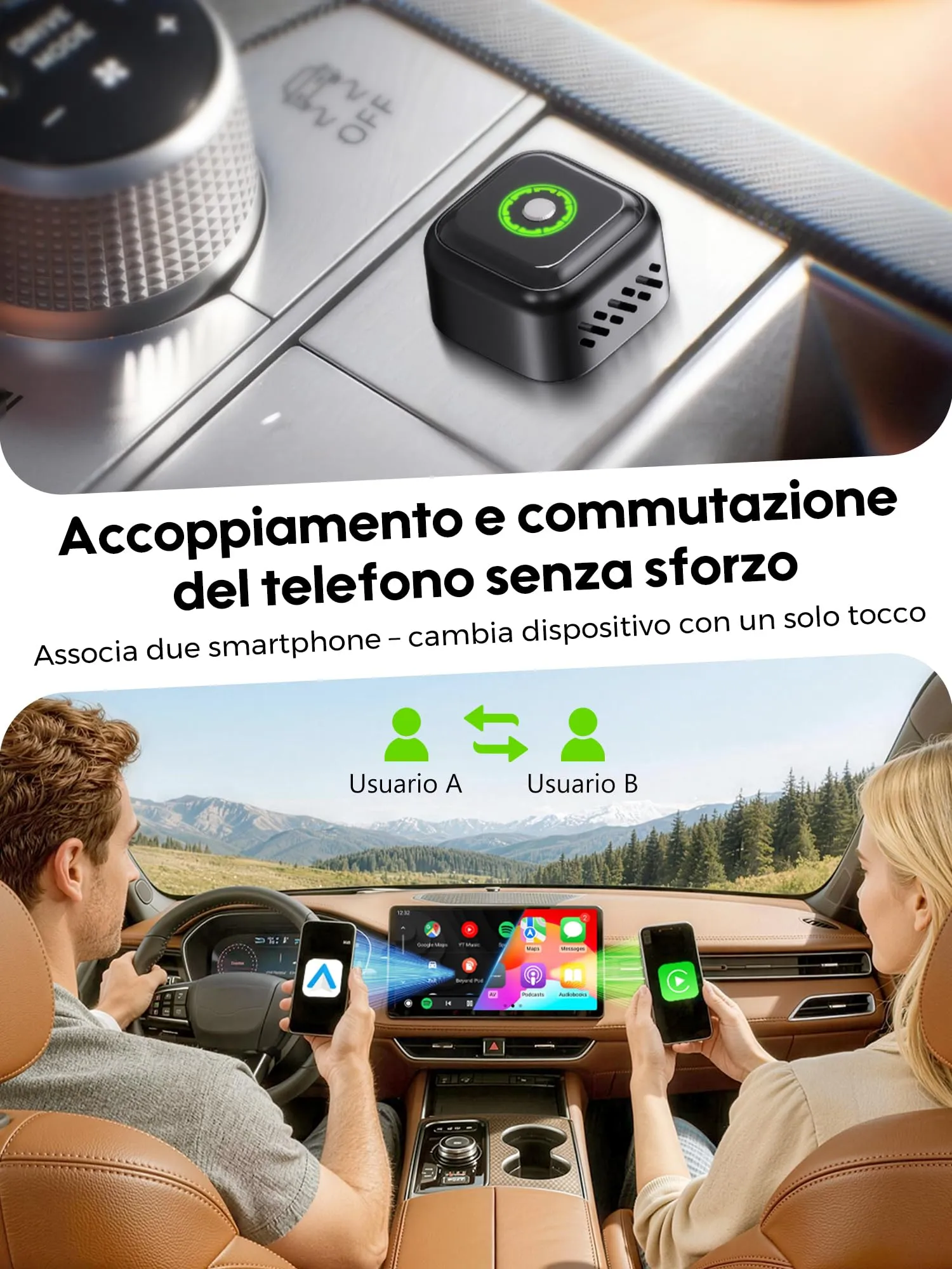 Adattatore CarPlay Wireless Android Auto: Adattatore Wireless 2-in-1 per CarPlay & Android Auto – Upgrade 2026 Adattatore USB/Type-C senza Fili Veloce Stabile Compatibile iOS 10+ Android 11+ - immagine 7