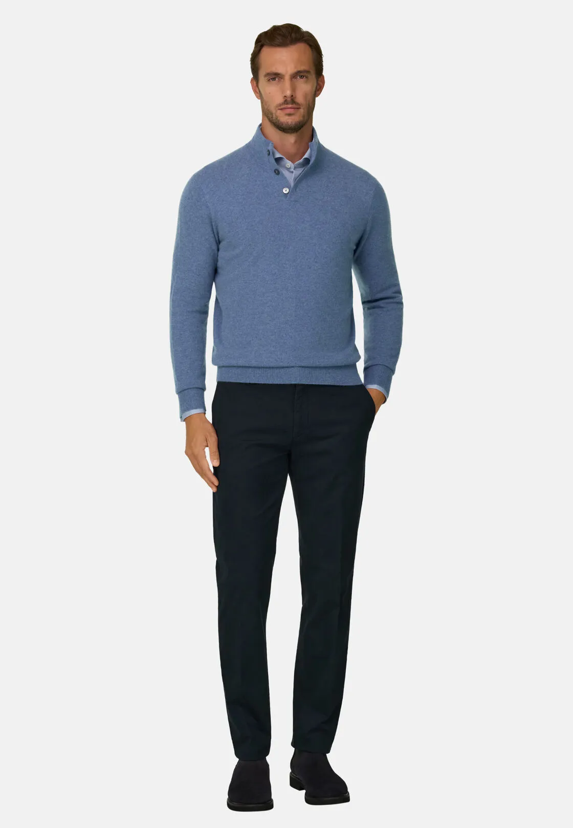 Boggi, Maglia Lupetto Bottoni In Lana Cashmere, Uomo, Indaco, Taglia: XXL - immagine 2