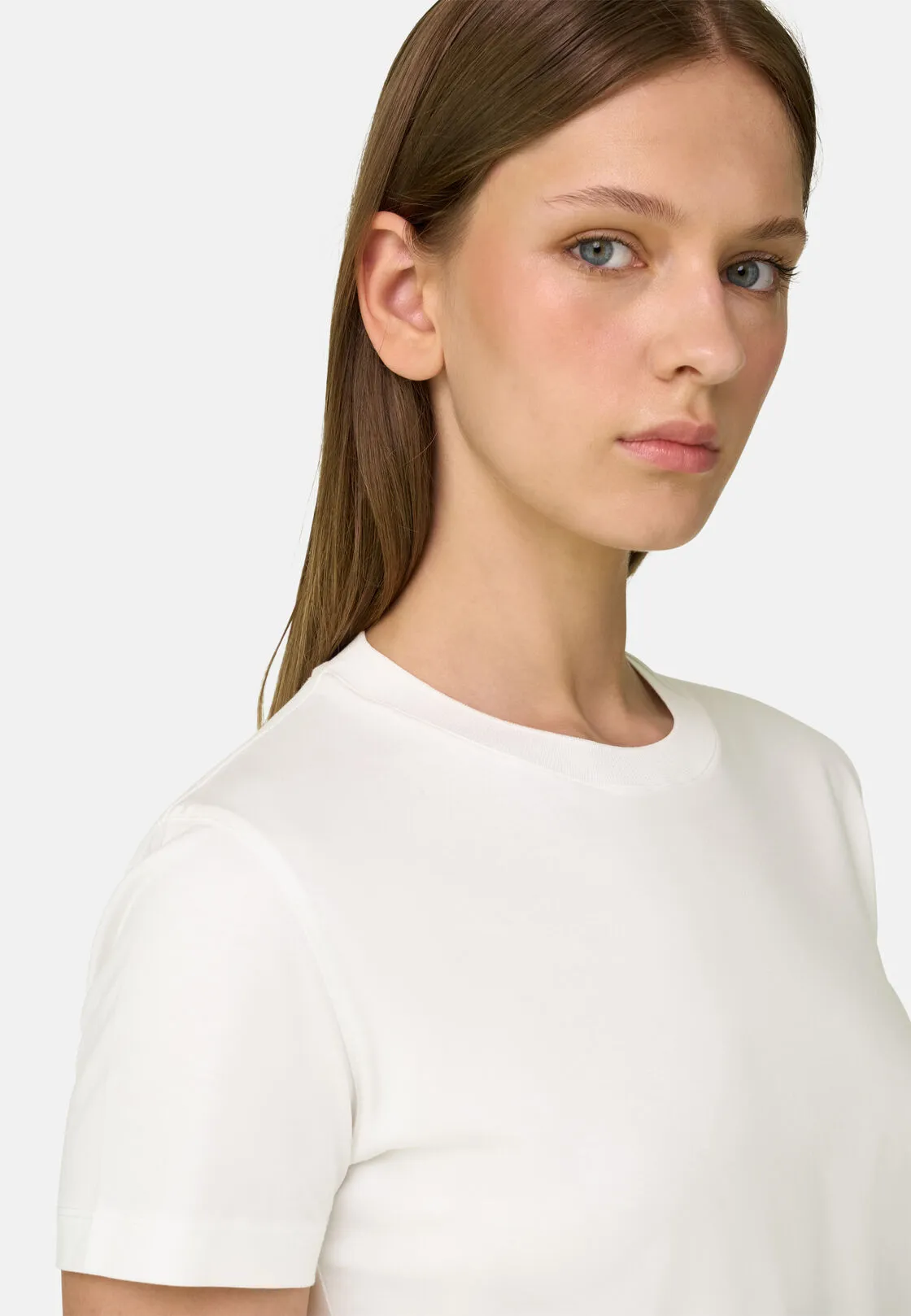 Boggi, T-shirt In Cotone Seta, Donna, Bianco, Taglia: S - immagine 3