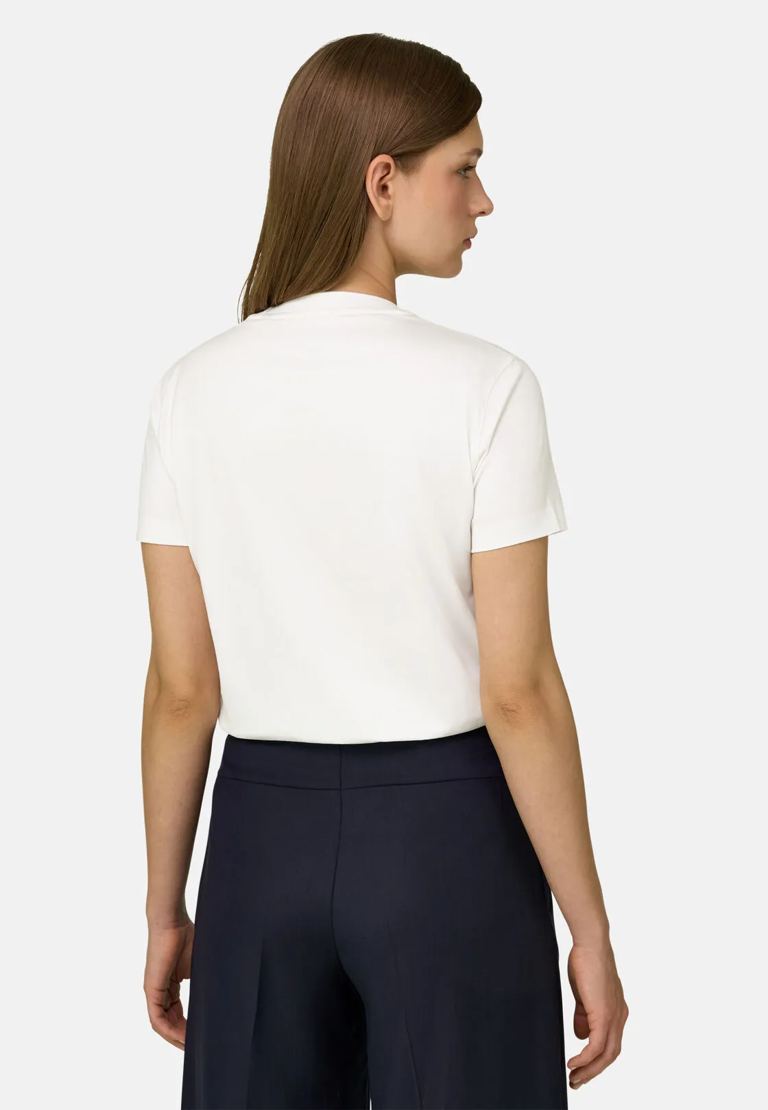 Boggi, T-shirt In Cotone Seta, Donna, Bianco, Taglia: S - immagine 4