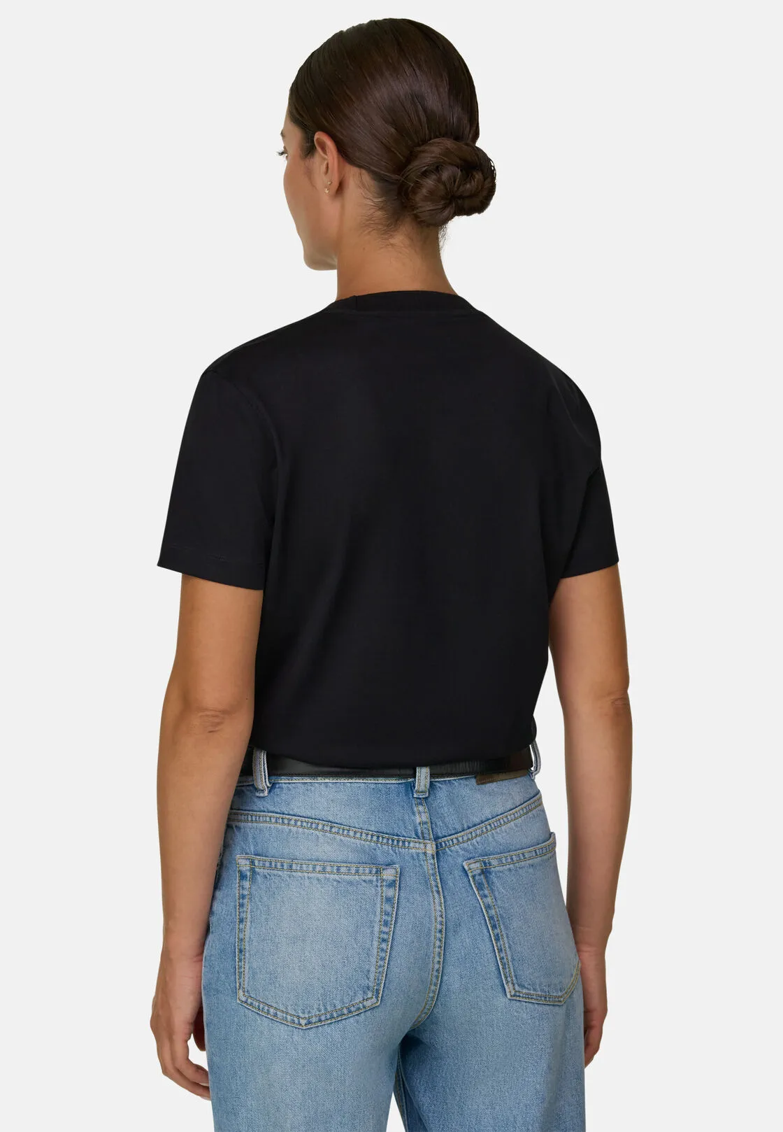 Boggi, T-shirt In Cotone Seta, Donna, Nero, Taglia: M - immagine 4