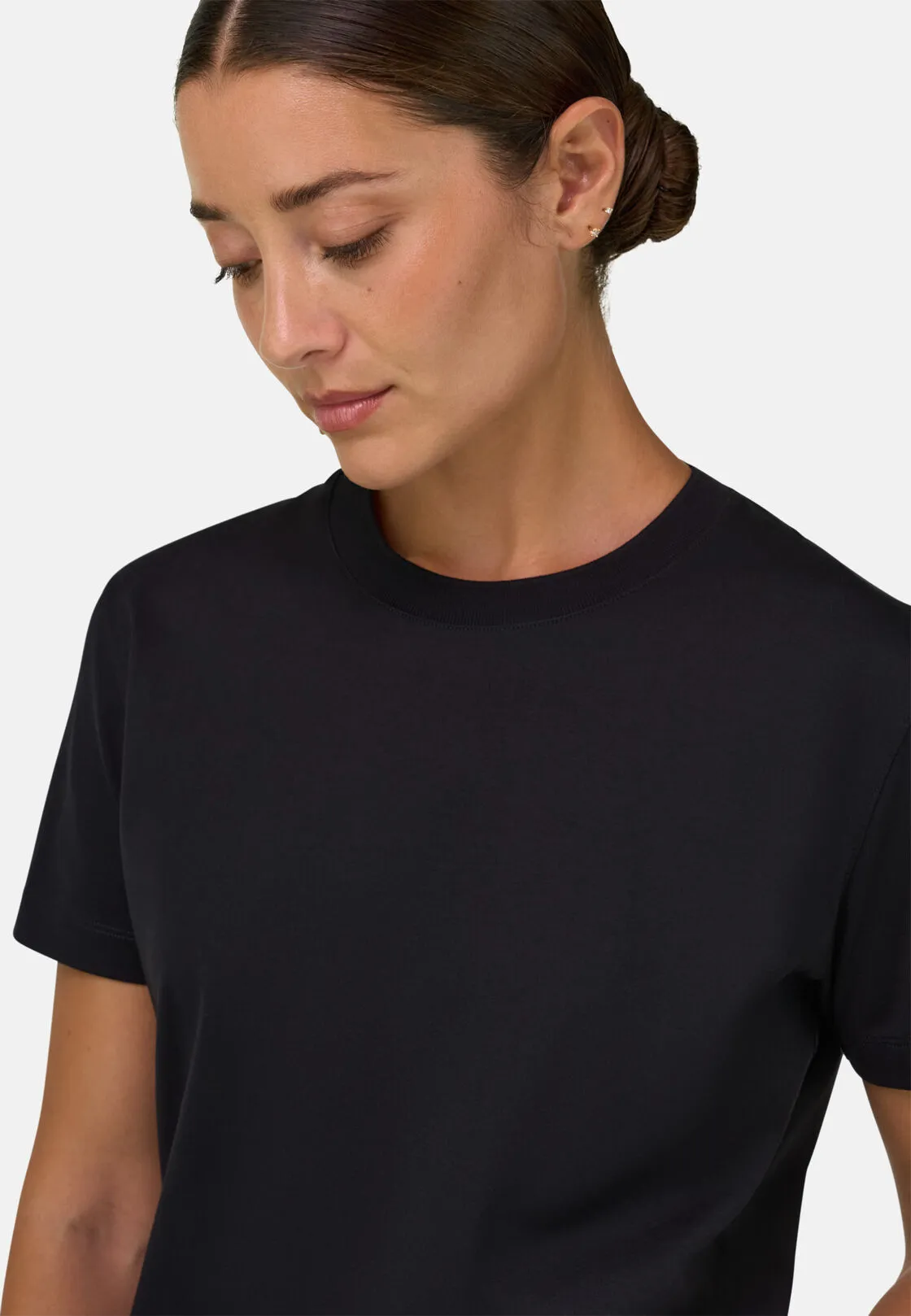Boggi, T-shirt In Cotone Seta, Donna, Nero, Taglia: S - immagine 3