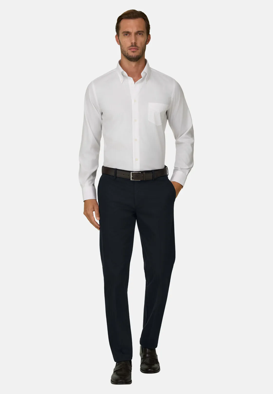 Boggi, Camicia In Pin Point Di Cotone Regular Fit, Uomo, Bianco, Taglia: 37 - immagine 2