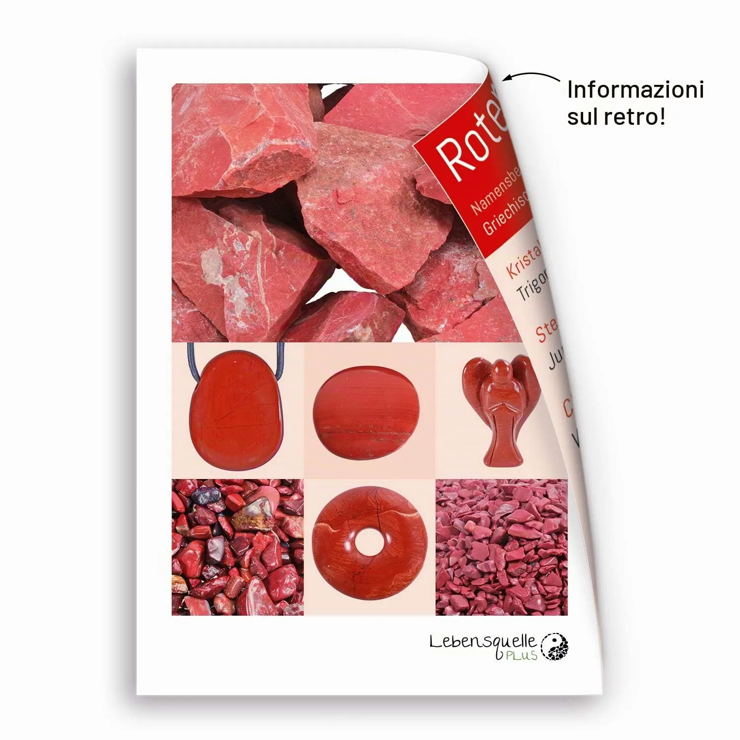 Lebensquelle Plus Bracciale popolare a schegge | Bracciale elastico artigianale a schegge | Vera pietra naturale (Diaspro rosso) - immagine 4