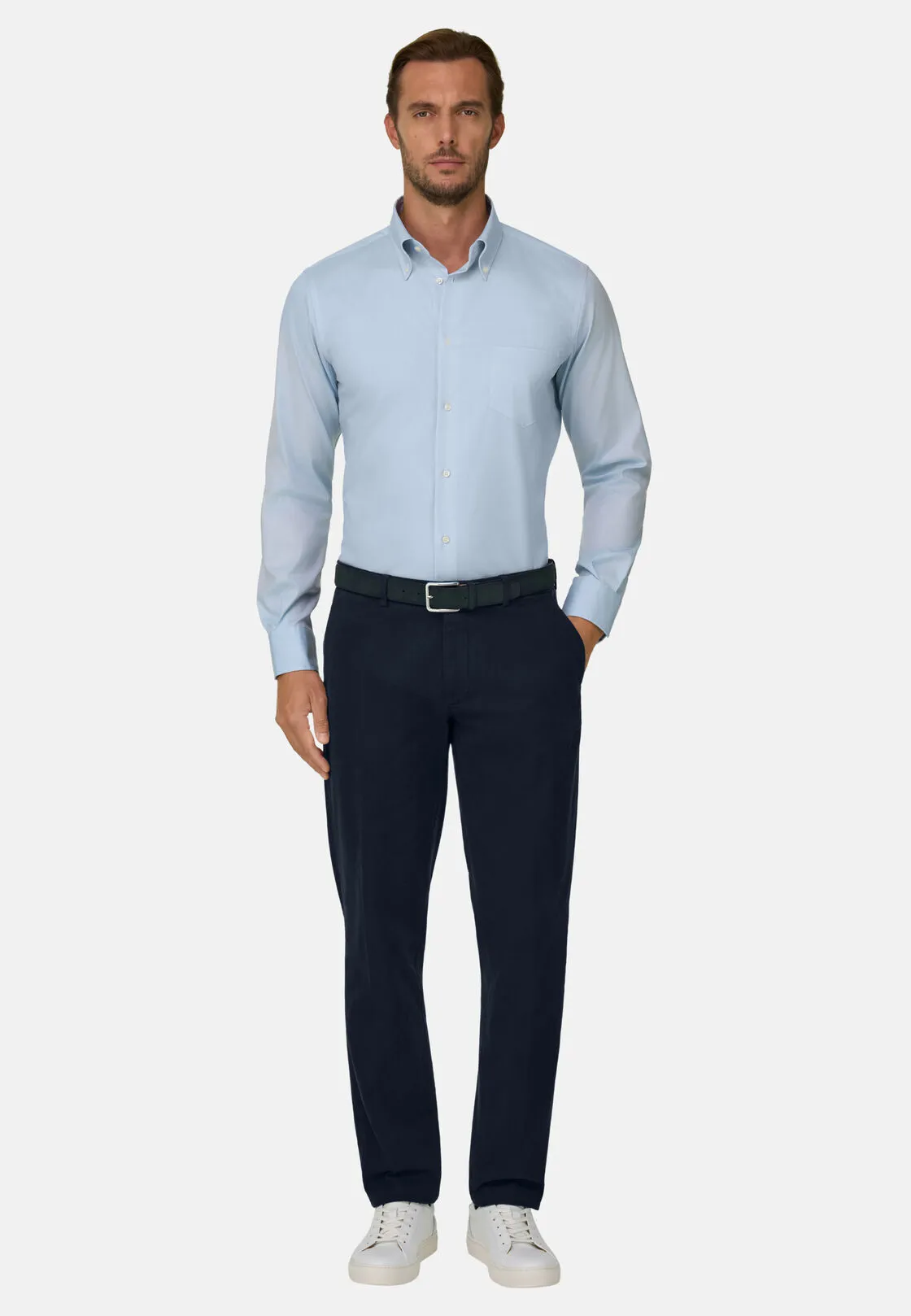 Boggi, Camicia In Pin Point Di Cotone Regular Fit, Uomo, Azzurro, Taglia: 38 - immagine 2