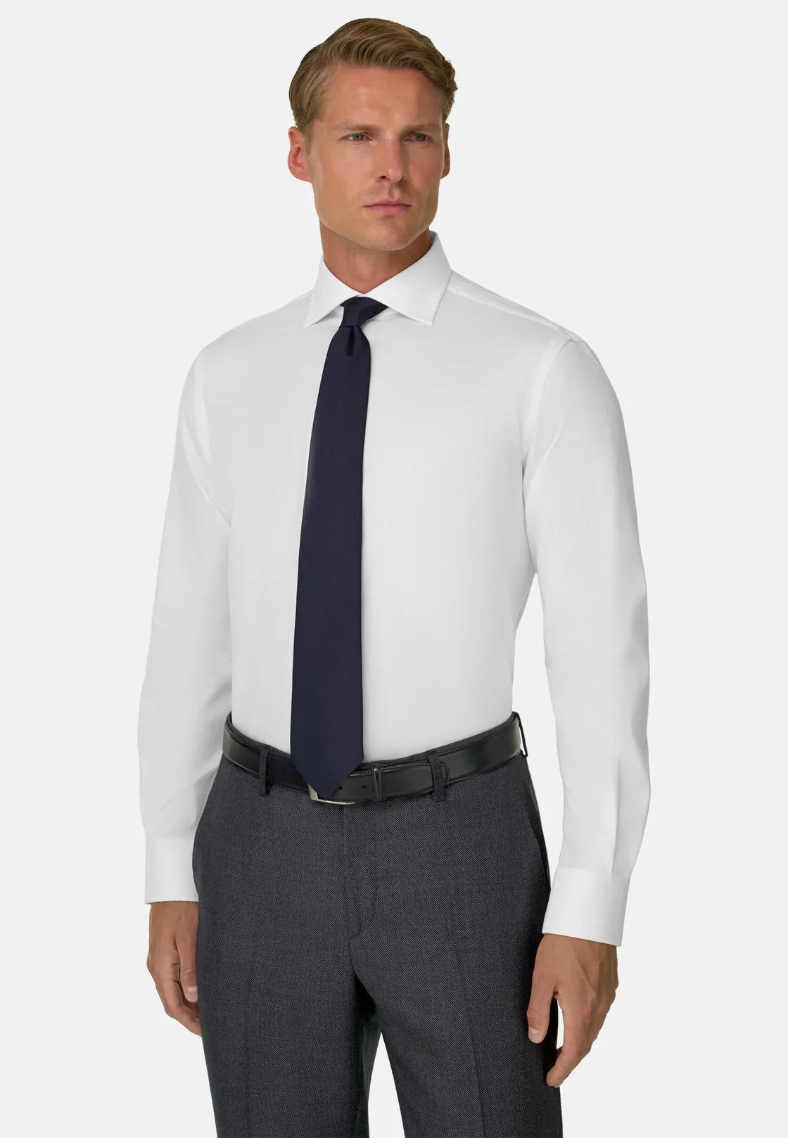 Boggi, Camicia In Pin Point Di Cotone Regular Fit, Uomo, Bianco, Taglia: 38 - immagine 1