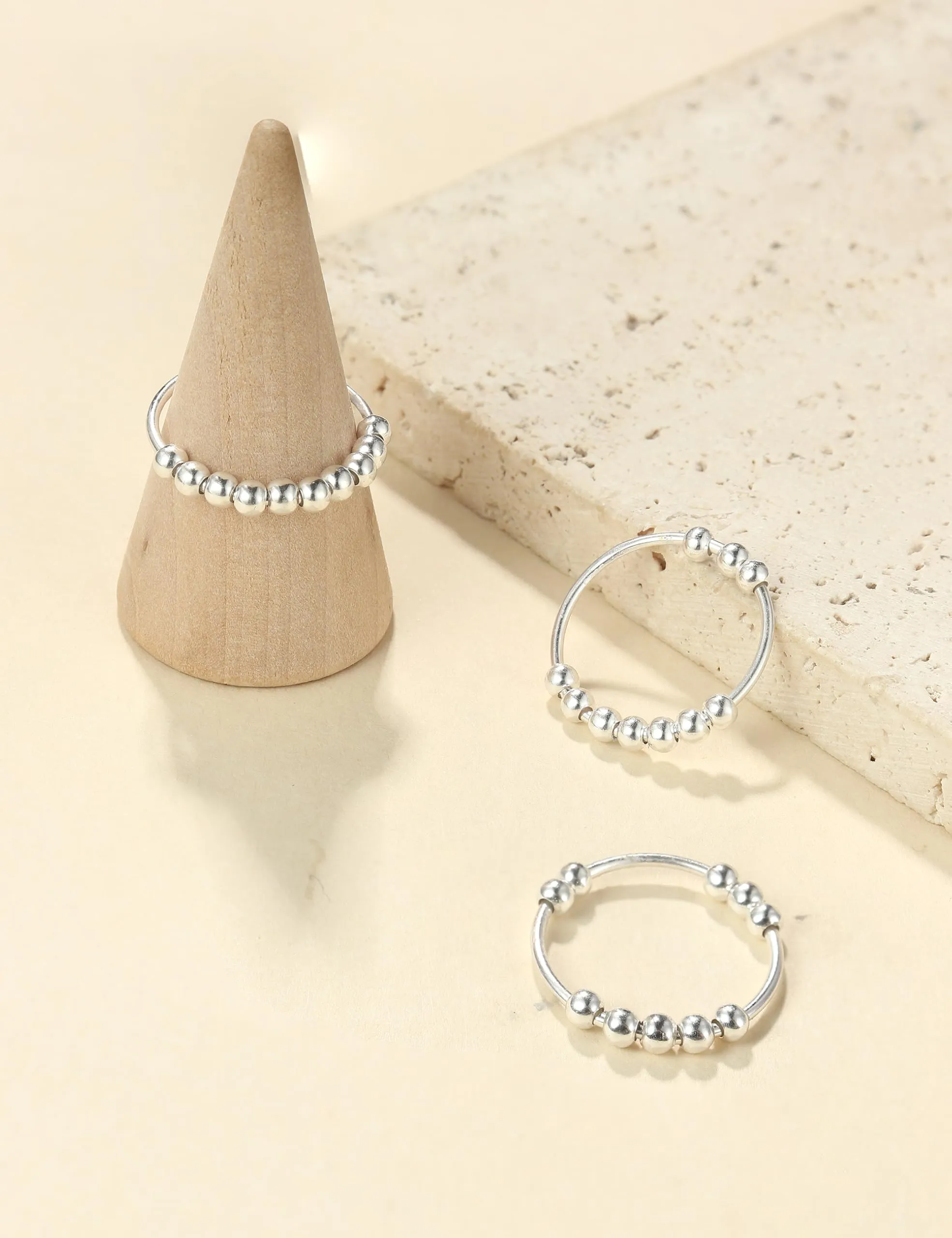 YADOCA Anello Fidget Donna in Argento 925, Design con Perline Girevoli - immagine 7