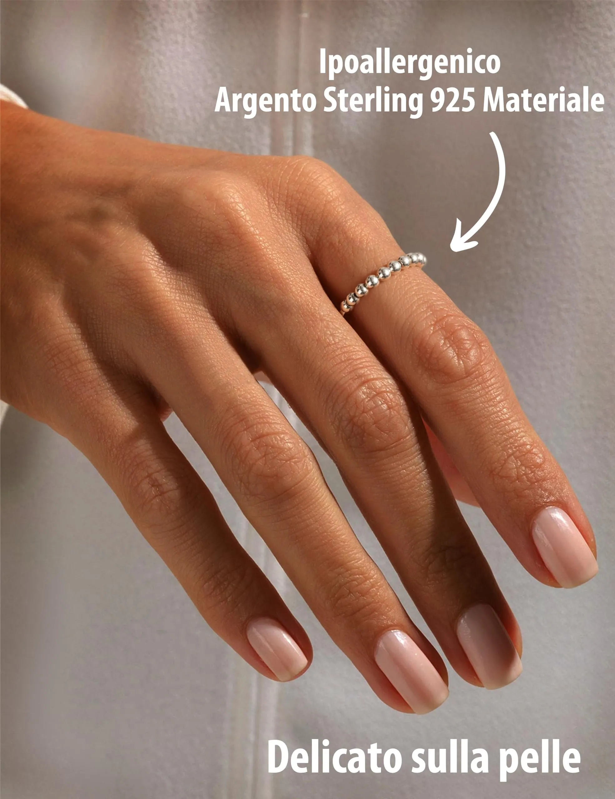 YADOCA Anello Fidget Donna in Argento 925, Design con Perline Girevoli - immagine 3