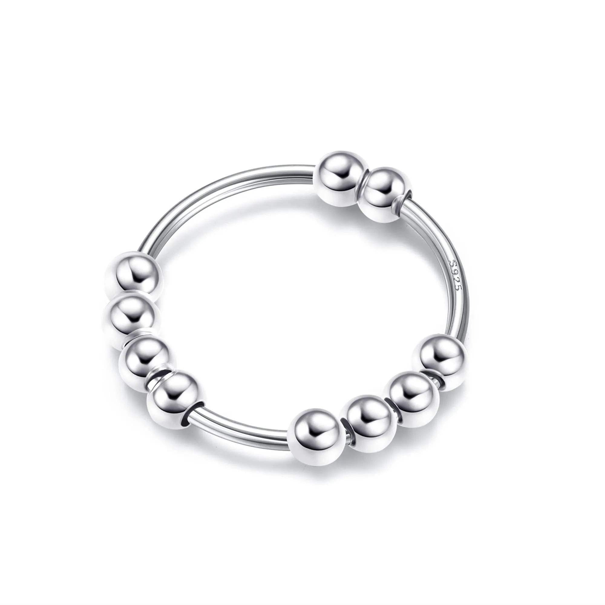 YADOCA Anello Fidget Donna in Argento 925, Design con Perline Girevoli - immagine 1