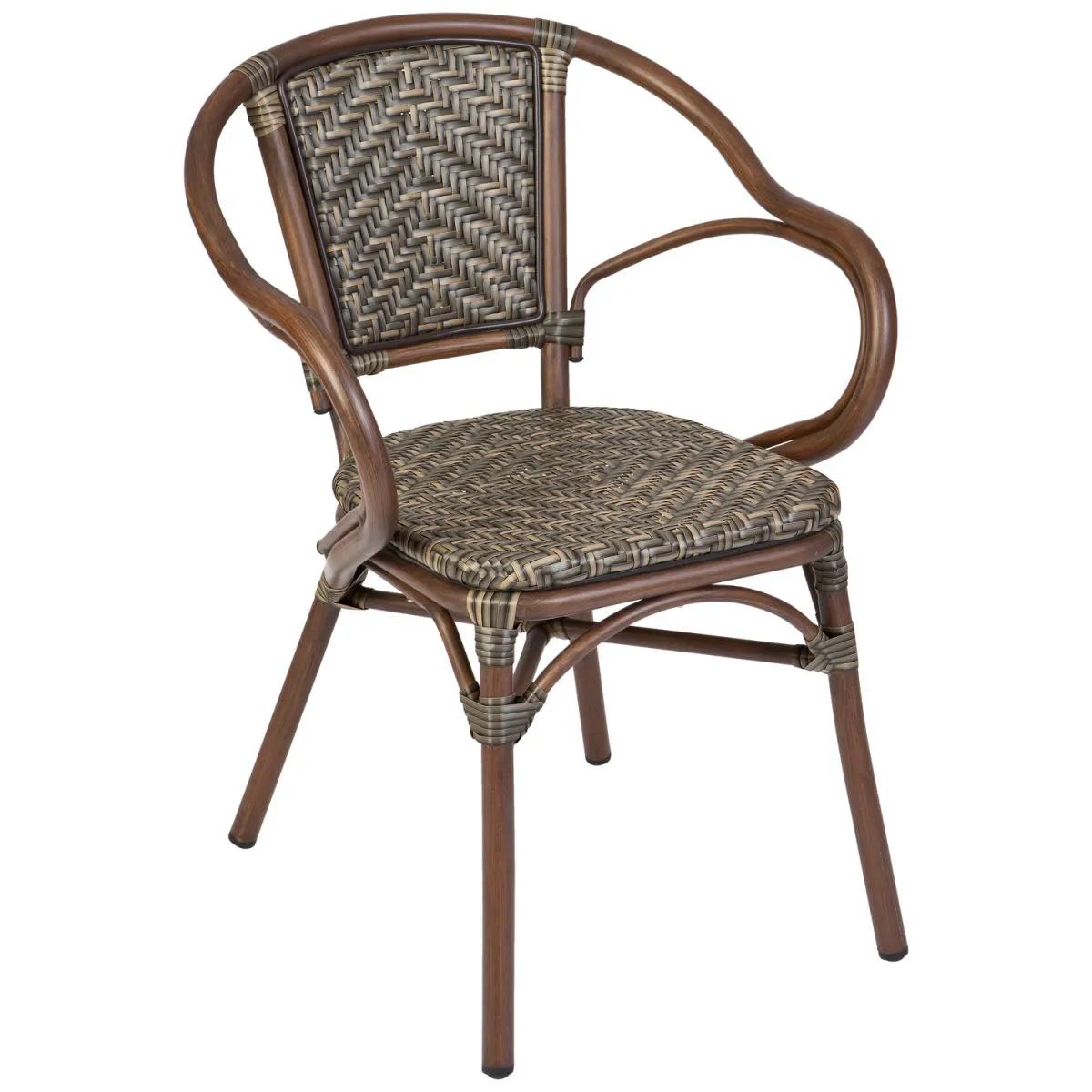 2x VEGA Sedia impilabile da esterno Tolia con braccioli; 58x58x81.5 cm (LxPxH); seduta tabacco, struttura marrone scuro; 2 pz. / Pacco - immagine 1