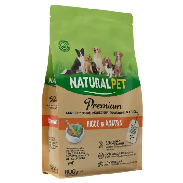 NaturalPet Premium Adult Mini Anatra 800 gr - Crocchette naturali cane - immagine 1