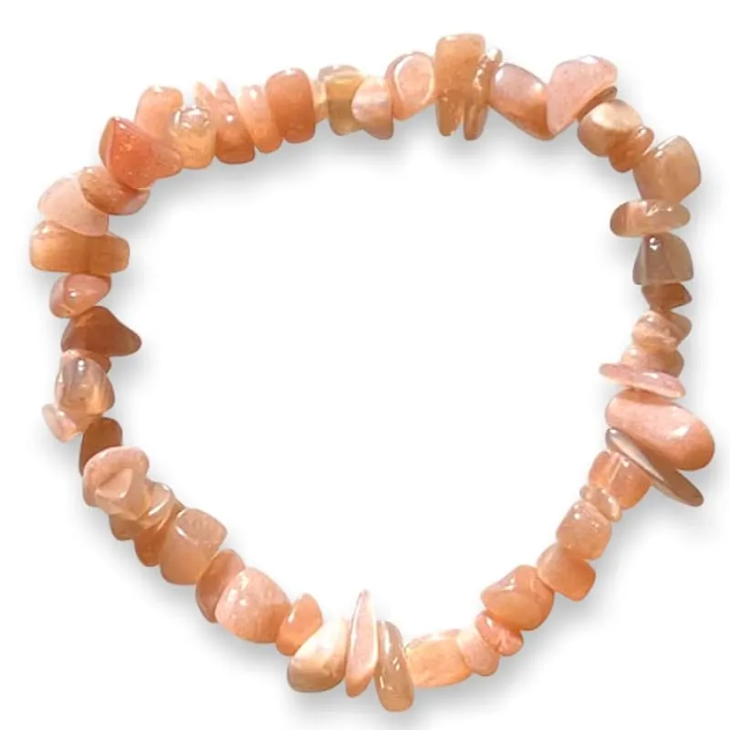Bracciale chips braccialetto pietra vera naturale (PIETRA DI LUNA PESCA) - immagine 1