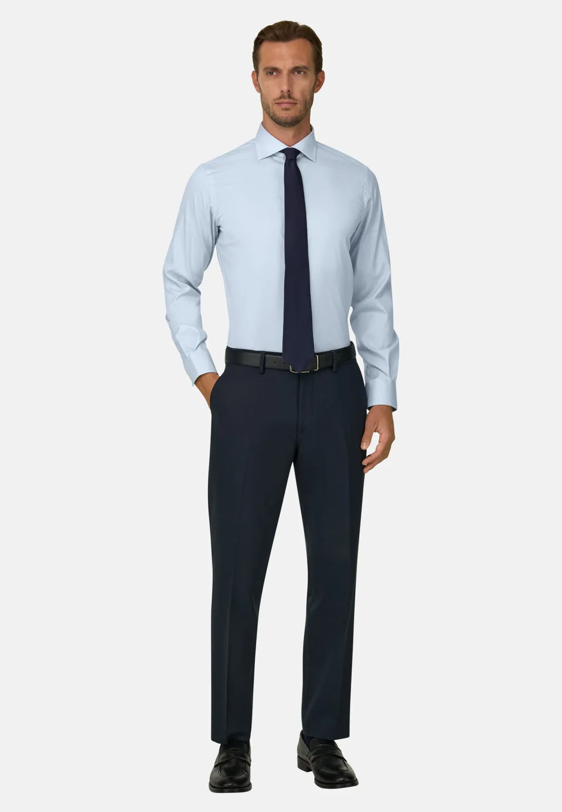 Boggi, Camicia In Pin Point Di Cotone Regular Fit, Uomo, Azzurro, Taglia: 42 - immagine 2