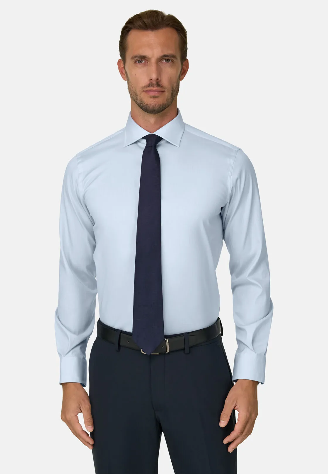 Boggi, Camicia In Pin Point Di Cotone Regular Fit, Uomo, Azzurro, Taglia: 45 - immagine 1