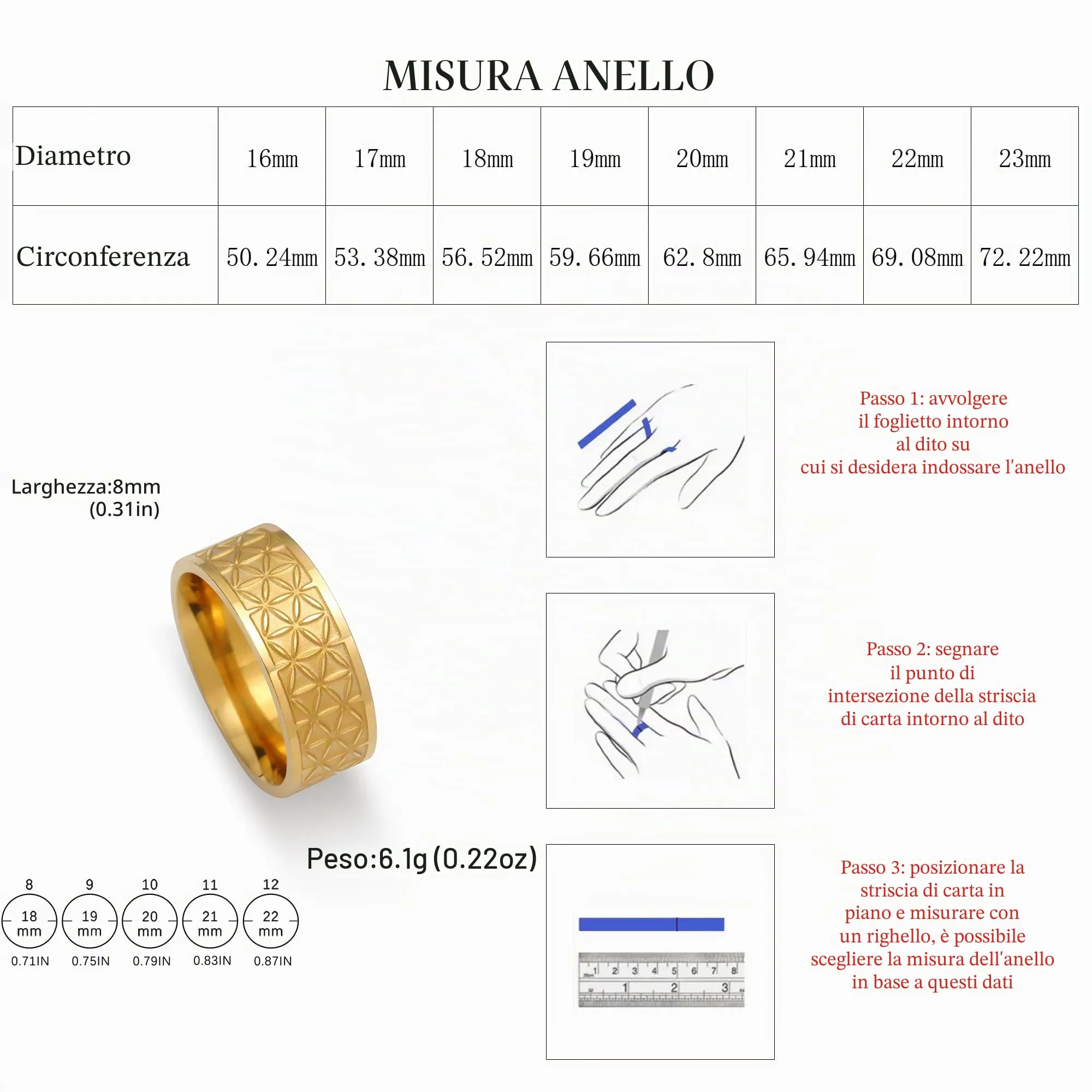 kkjoy Anello Fiore della Vita in Acciaio Inox Anello a Fascia con Sei Petali Anello Promessa Gioielli per Donne Affascinanti Signore - immagine 3