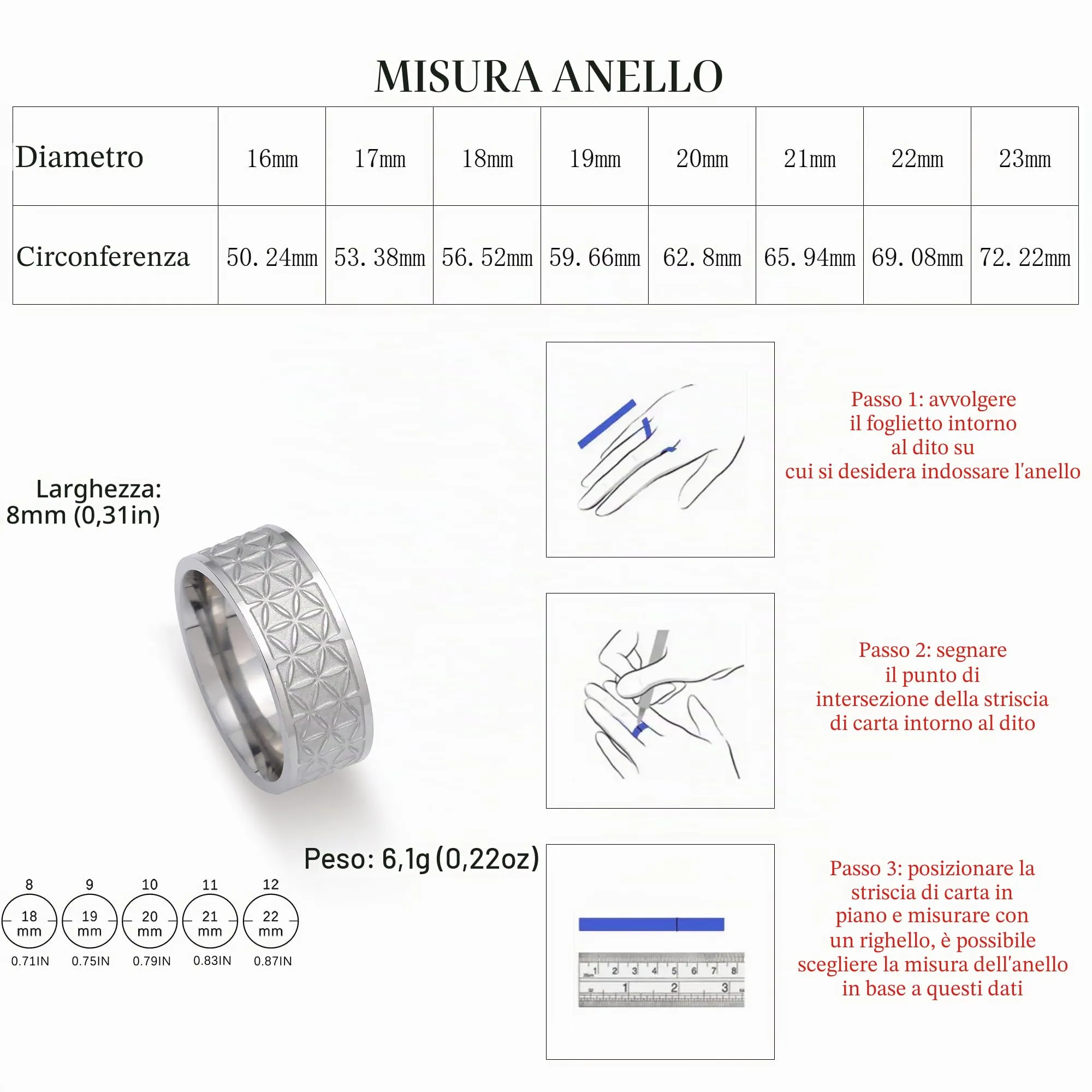 kkjoy Anello Fiore della Vita in Acciaio Inox Anello a Fascia con Sei Petali Anello Promessa Gioielli per Donne Affascinanti Signore - immagine 3