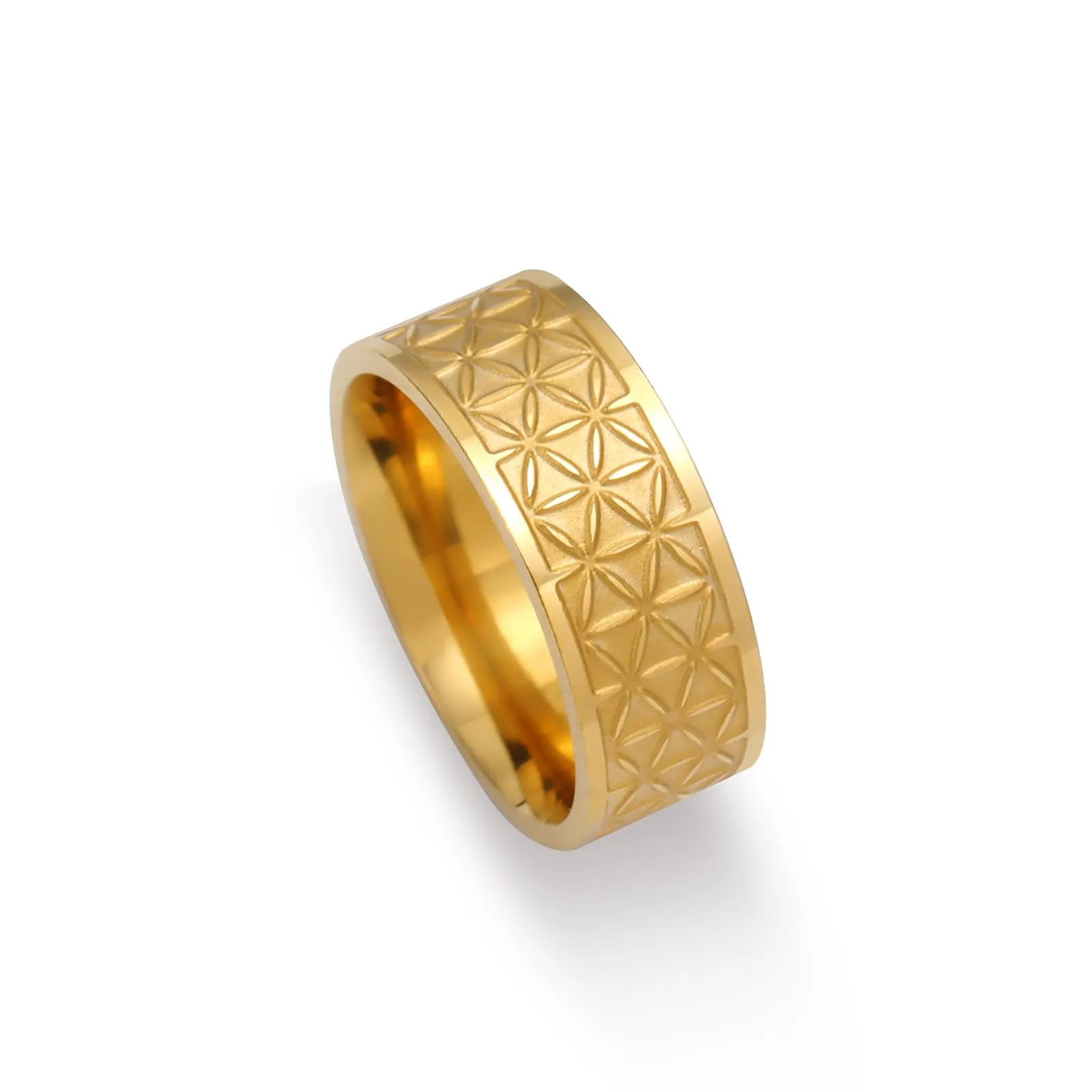 kkjoy Anello Fiore della Vita in Acciaio Inox Anello a Fascia con Sei Petali Anello Promessa Gioielli per Donne Affascinanti Signore - immagine 1