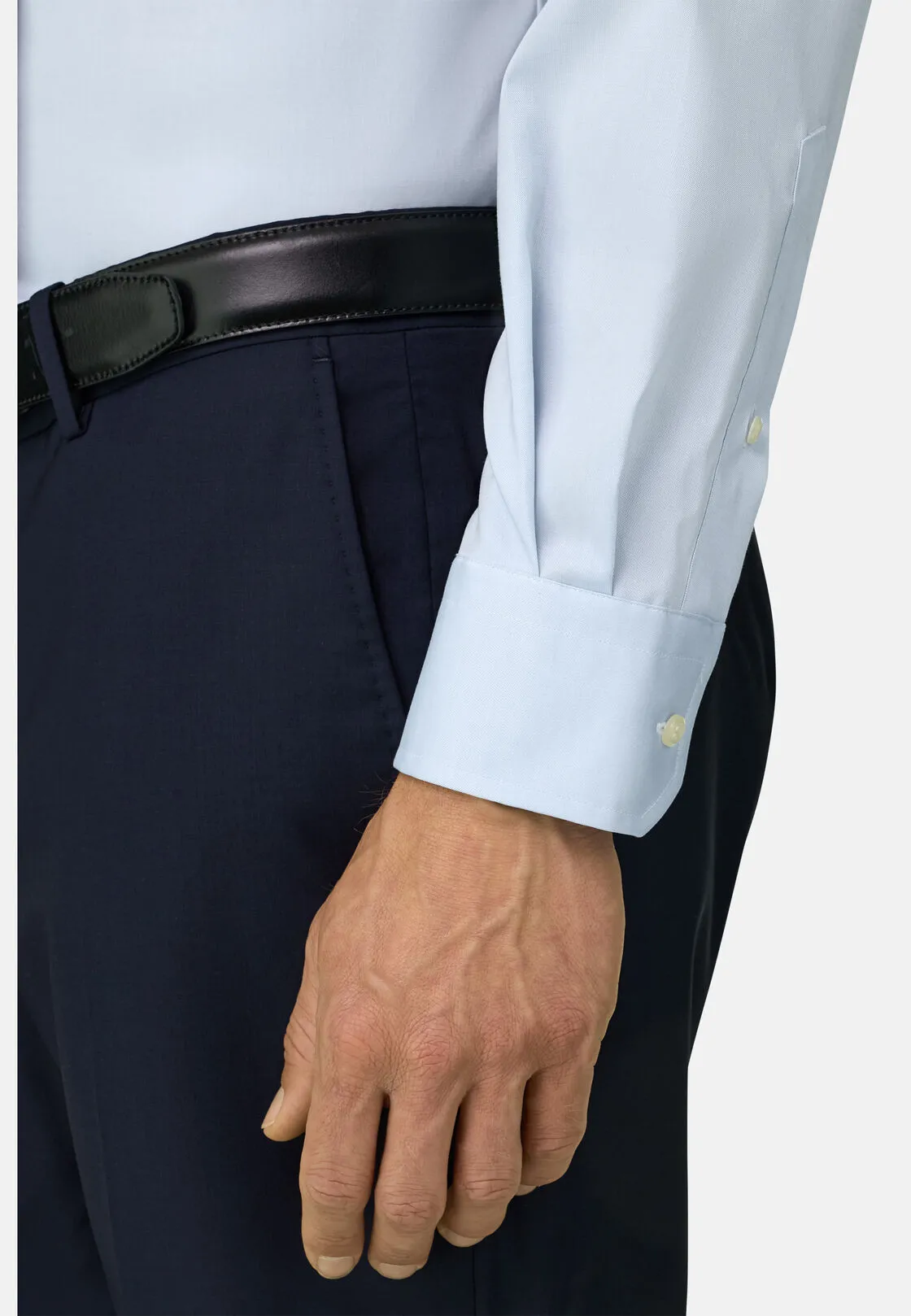 Boggi, Camicia In Pin Point Di Cotone Slim Fit, Uomo, Azzurro, Taglia: 44 - immagine 4