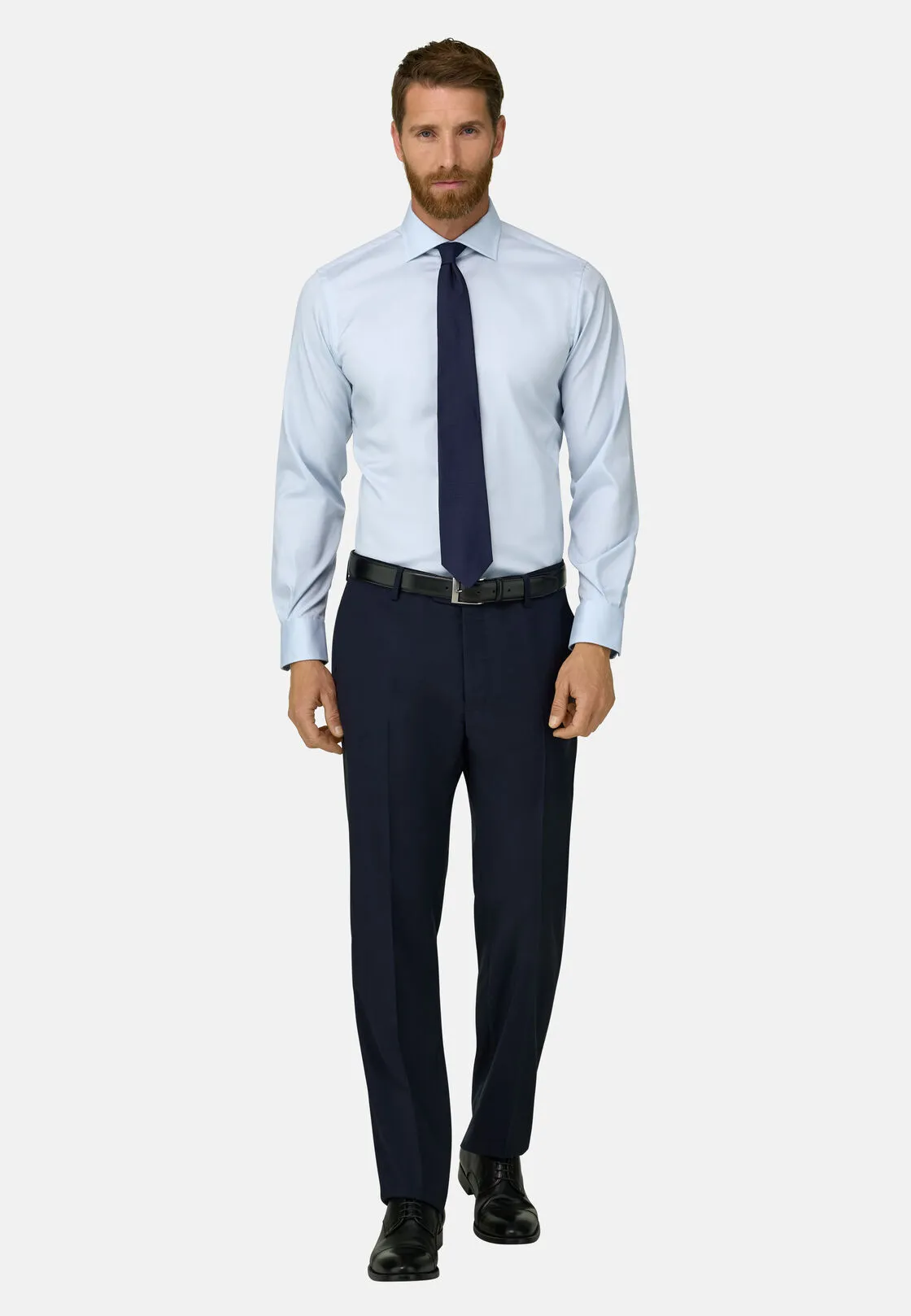 Boggi, Camicia In Pin Point Di Cotone Slim Fit, Uomo, Azzurro, Taglia: 46 - immagine 2