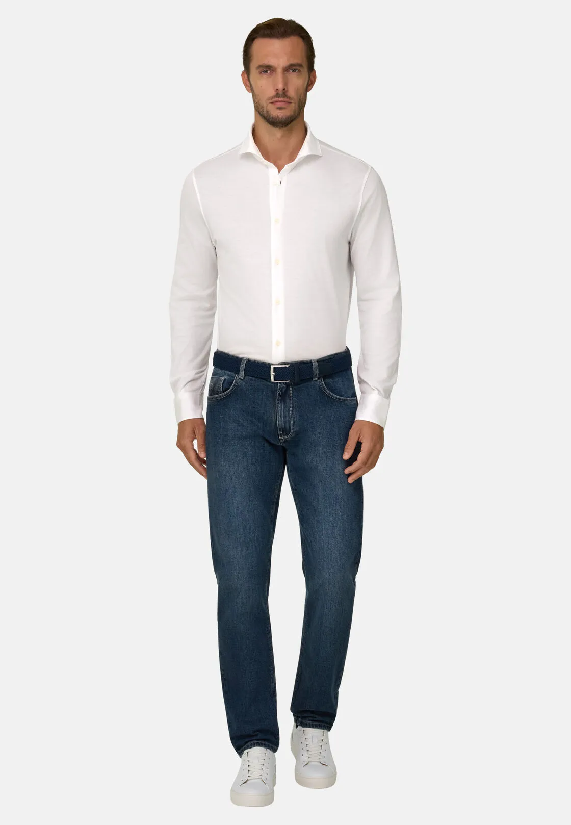 Boggi, Jeans In Denim Elasticizzato Blu Scuro, Uomo, Blu Scuro, Taglia: 30 - immagine 2