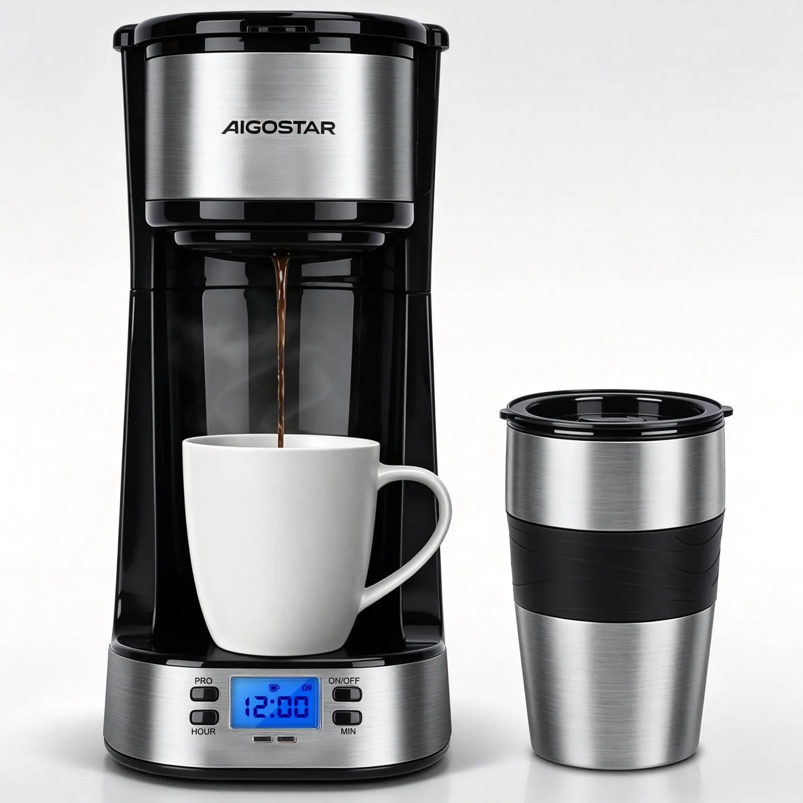 Aigostar Macchina Caffè Americano Programmabile 24H con Tazza Termica 420ml - immagine 1