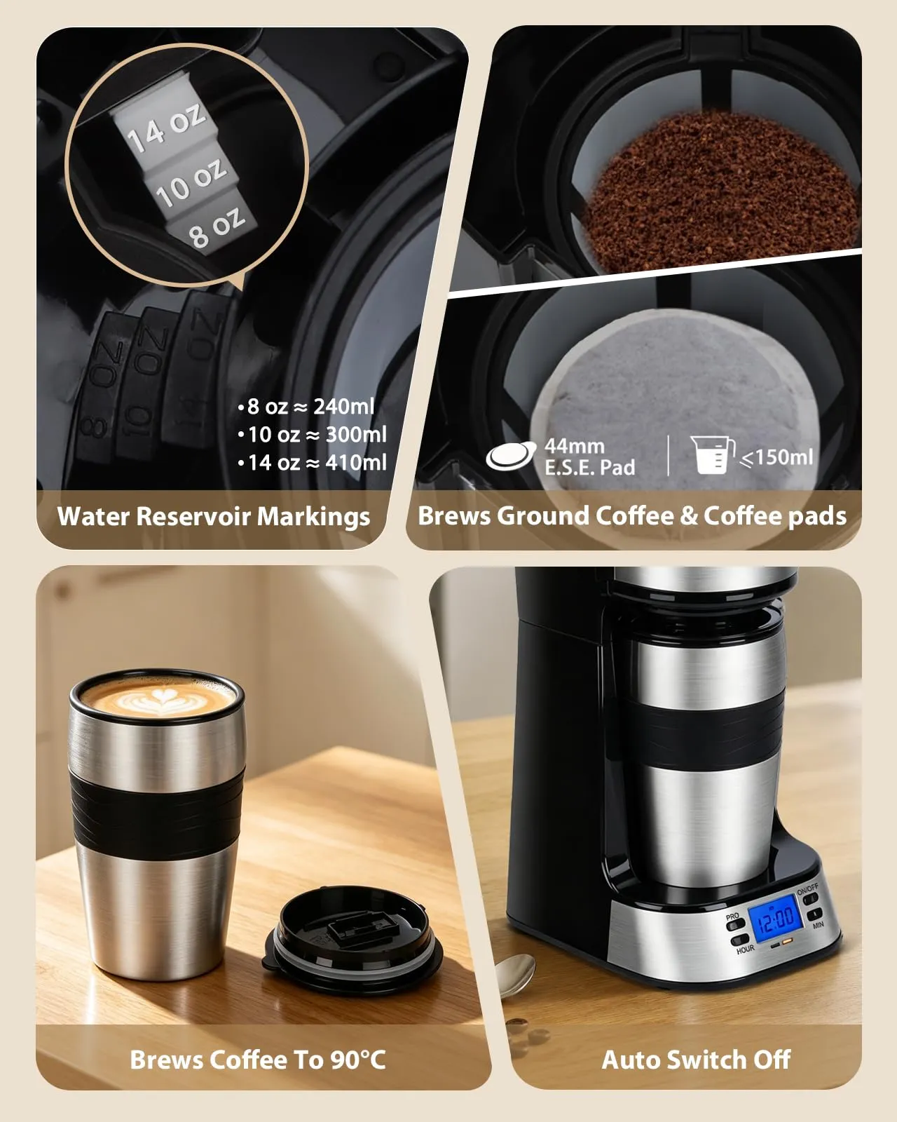 Aigostar Macchina Caffè Americano Programmabile 24H con Tazza Termica 420ml - immagine 8