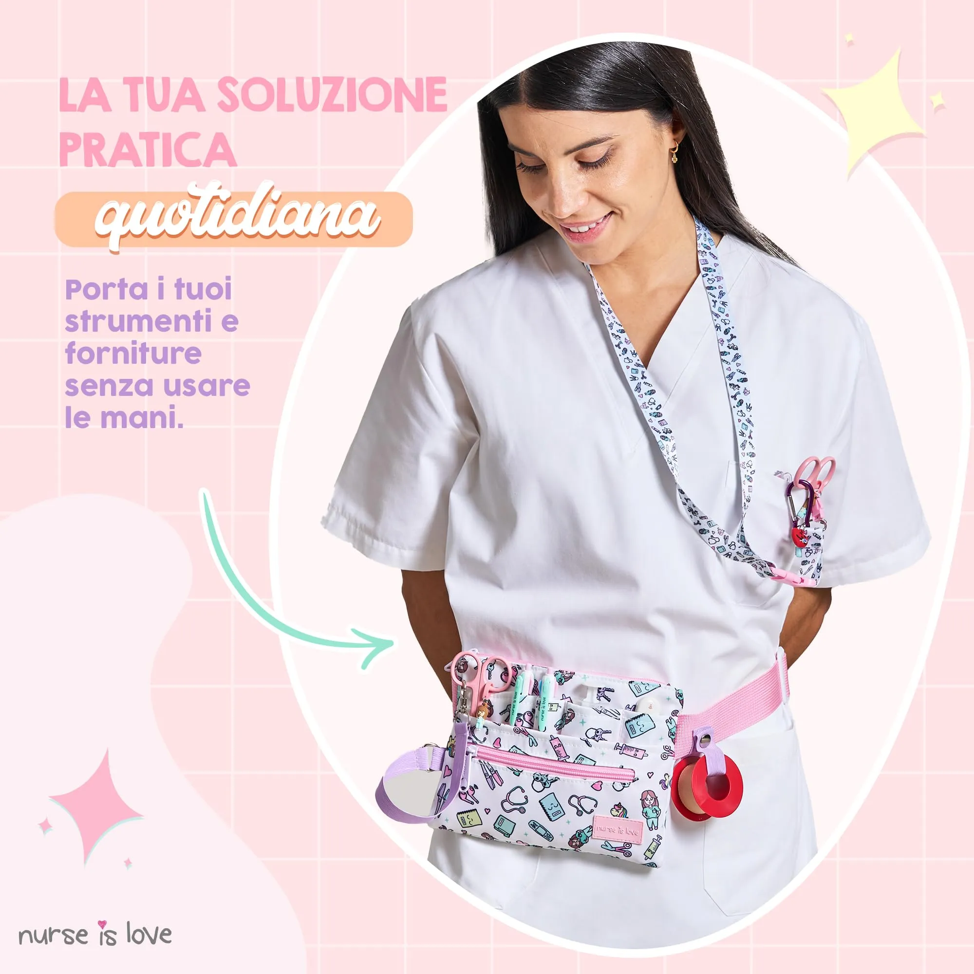 Marsupio Piccolo - Borsello da Cintura per Infermiere & OSS | Organizer con Multi Scomparti Ideale per Forbici, Pinze & Kit Primo Soccorso | Accessori & Regali per Infermiera - immagine 2