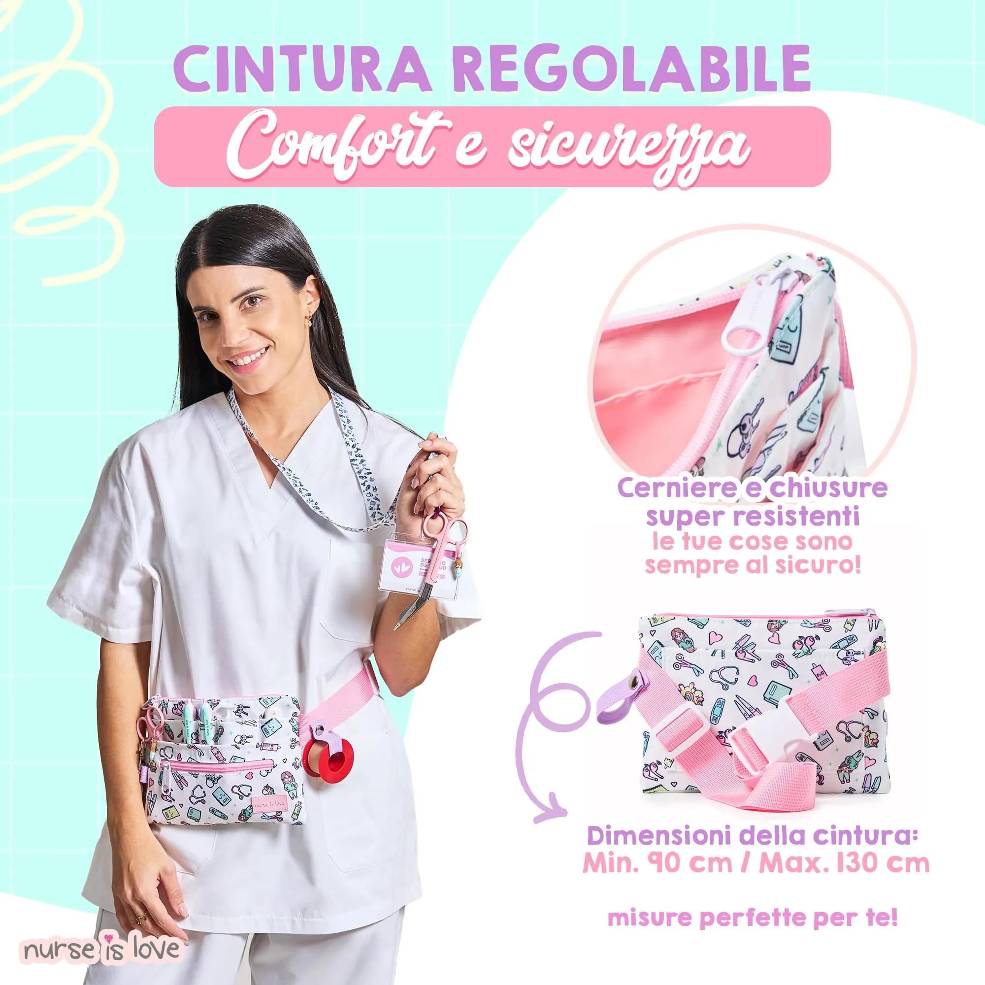 Marsupio Piccolo - Borsello da Cintura per Infermiere & OSS | Organizer con Multi Scomparti Ideale per Forbici, Pinze & Kit Primo Soccorso | Accessori & Regali per Infermiera - immagine 4