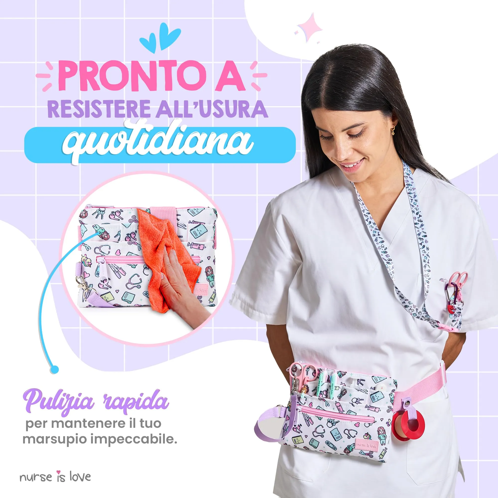 Marsupio Piccolo - Borsello da Cintura per Infermiere & OSS | Organizer con Multi Scomparti Ideale per Forbici, Pinze & Kit Primo Soccorso | Accessori & Regali per Infermiera - immagine 6