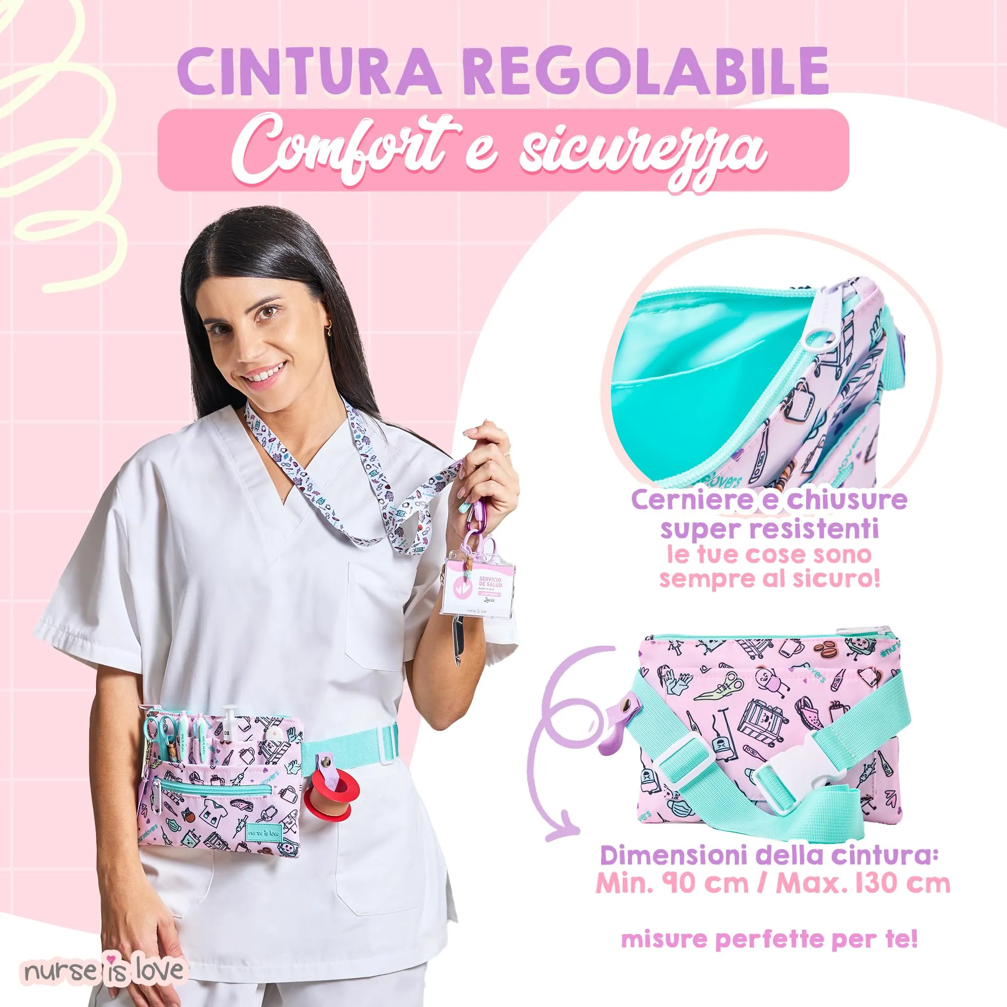 Marsupio Piccolo - Borsello da Cintura per Infermiere & OSS | Organizer con Multi Scomparti Ideale per Forbici, Pinze & Kit Primo Soccorso | Accessori & Regali per Infermiera - immagine 4