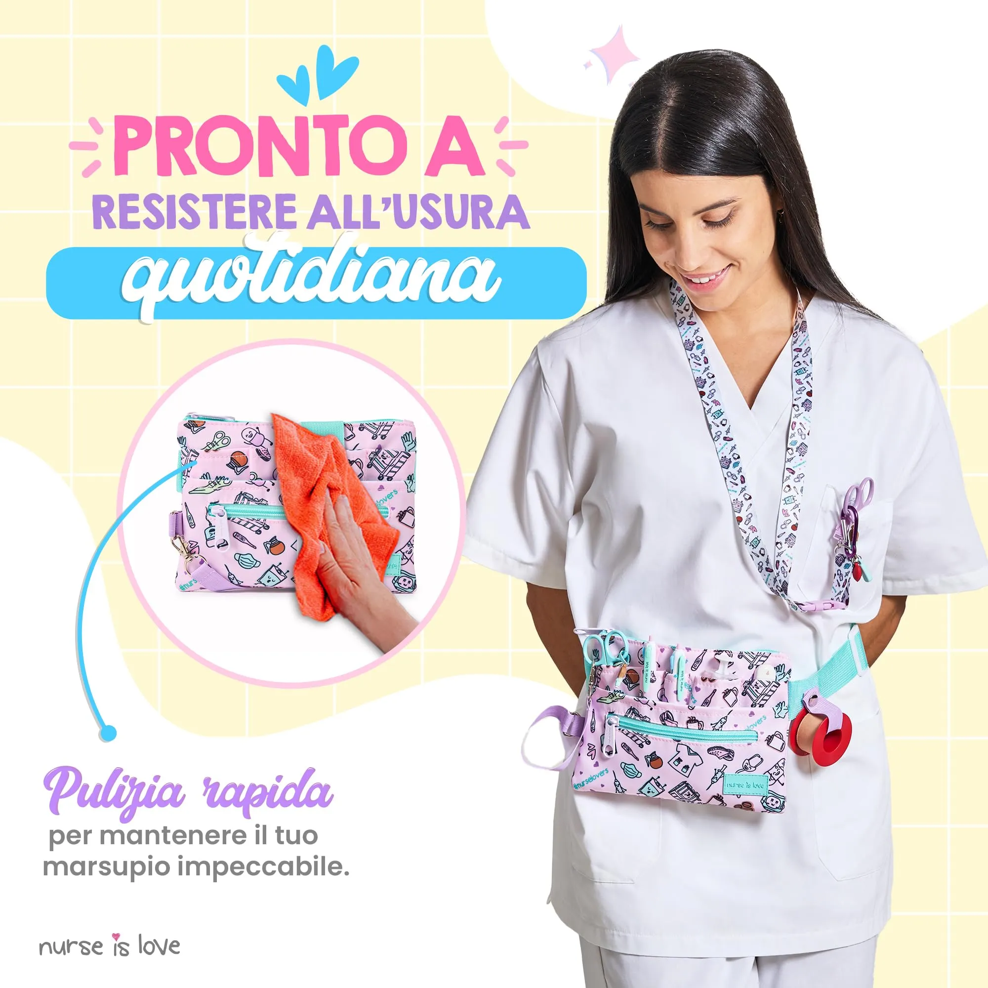 Marsupio Piccolo - Borsello da Cintura per Infermiere & OSS | Organizer con Multi Scomparti Ideale per Forbici, Pinze & Kit Primo Soccorso | Accessori & Regali per Infermiera - immagine 6